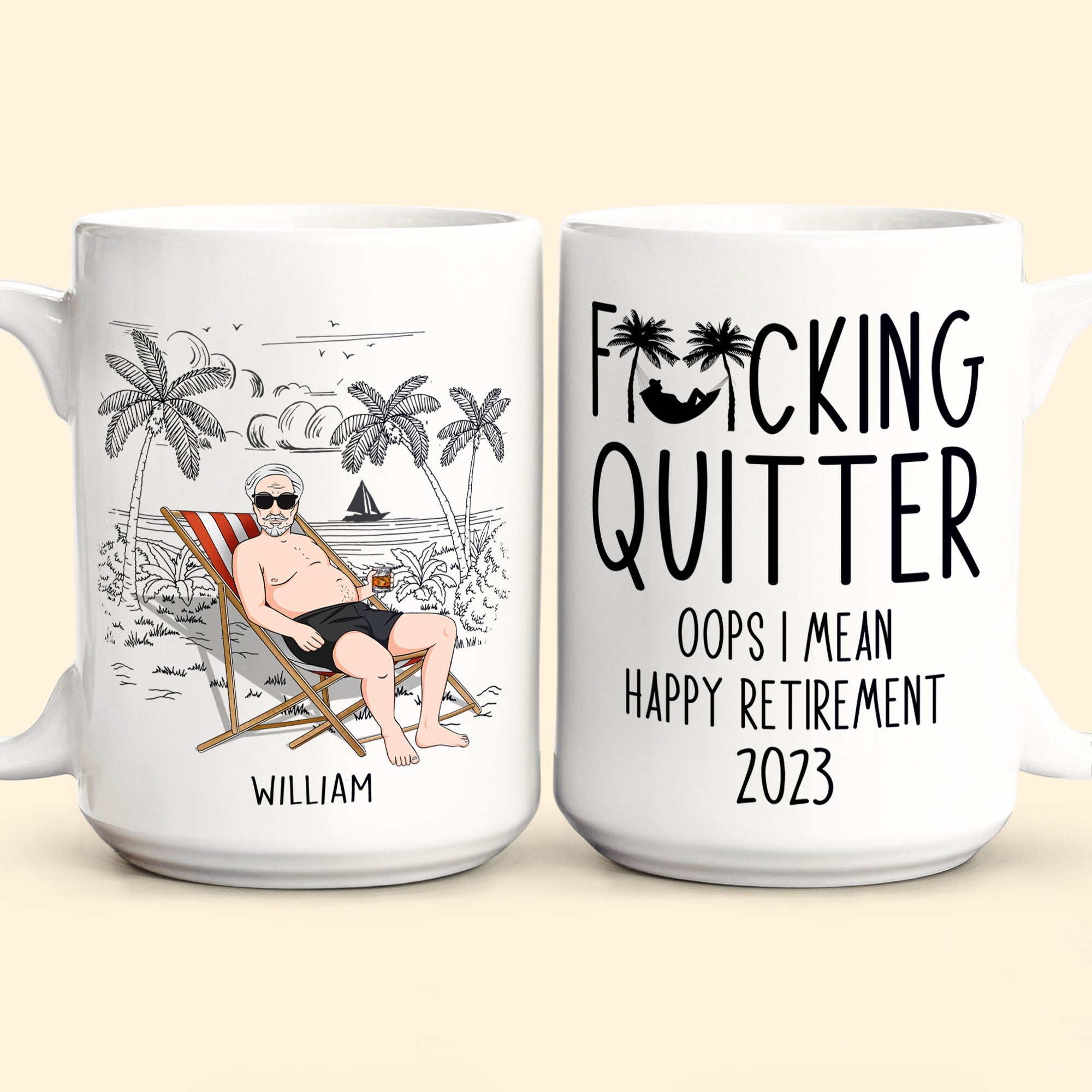 Quitter Oops Mean Happy Retirement - Personalized Mug