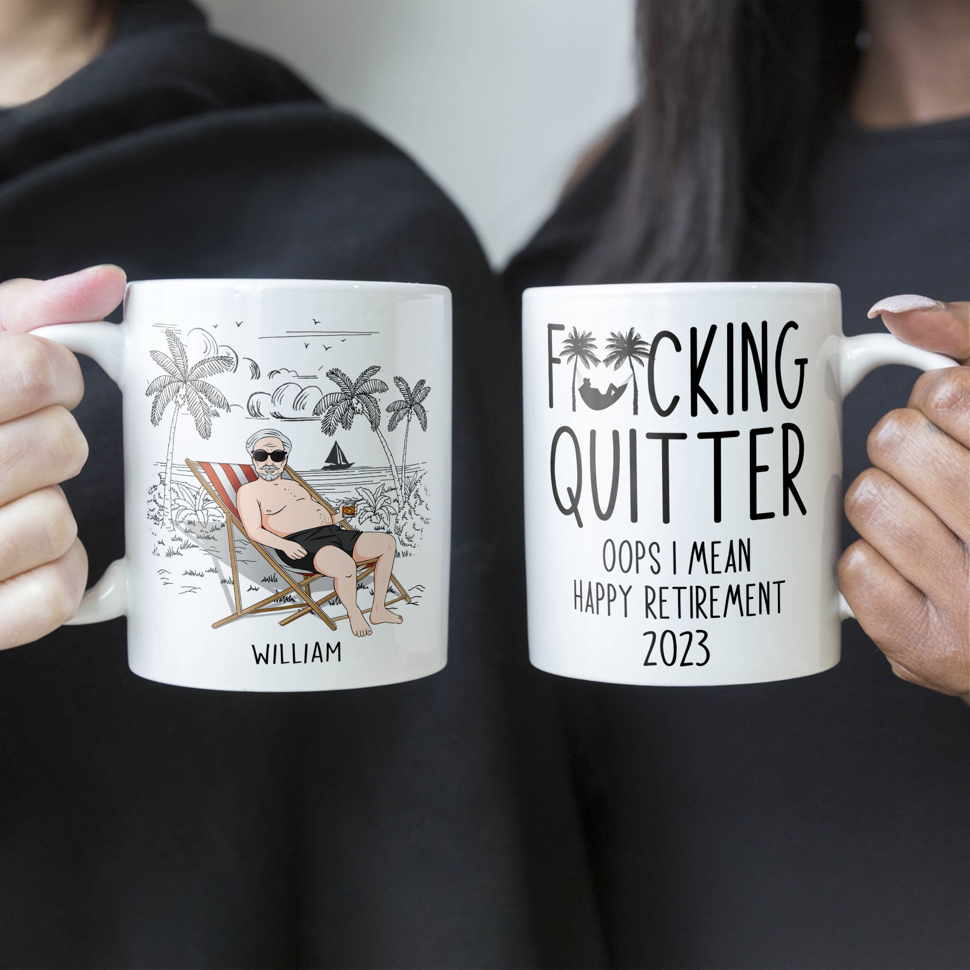 Quitter Oops Mean Happy Retirement - Personalized Mug