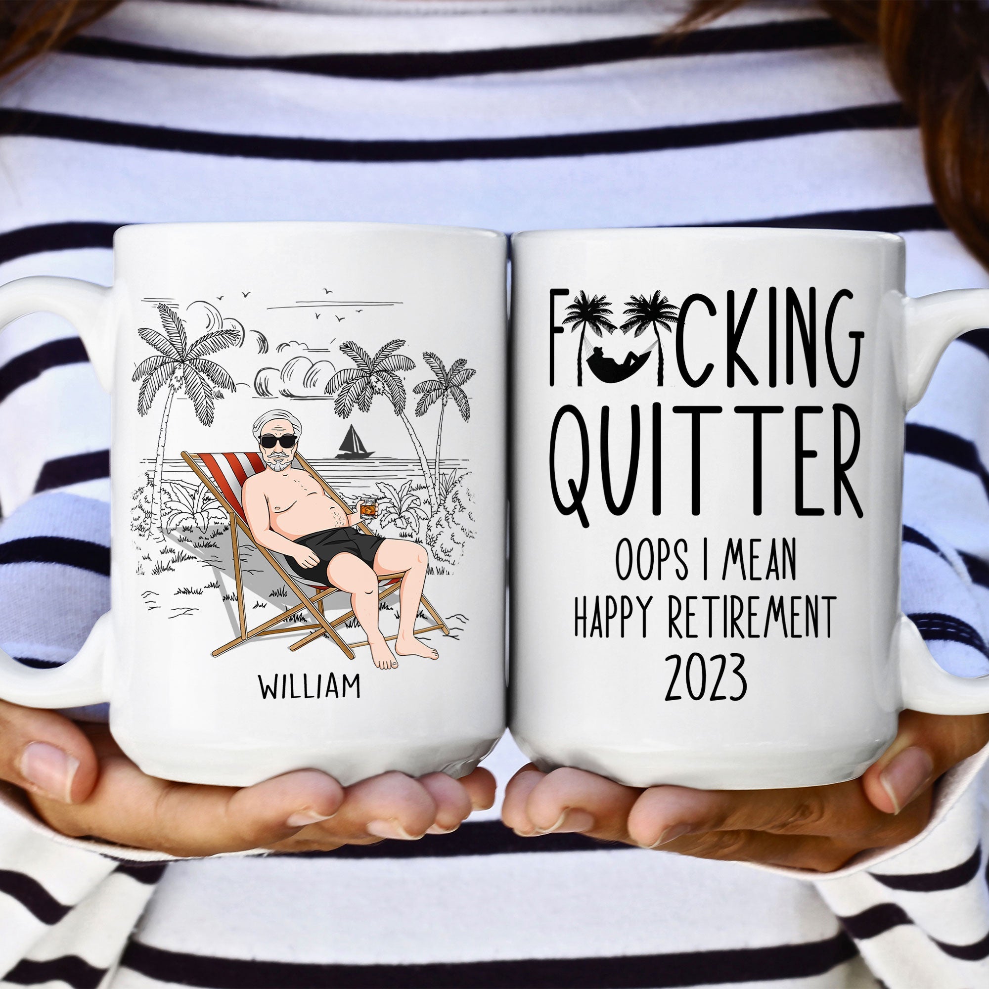 Quitter Oops Mean Happy Retirement - Personalized Mug