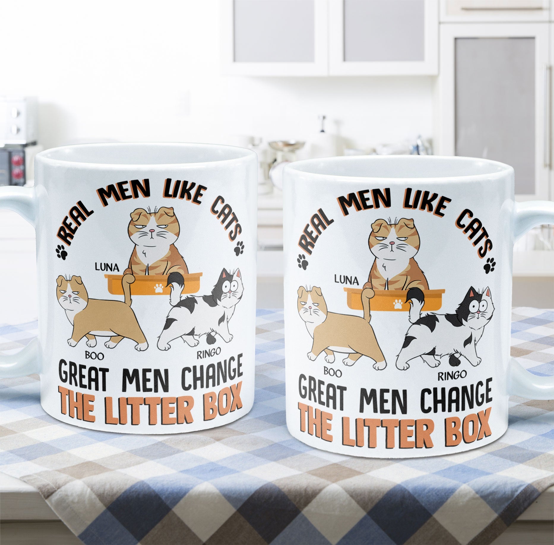 Real Men Like Cats Great Men Change The Litter Box - Personalized Mug