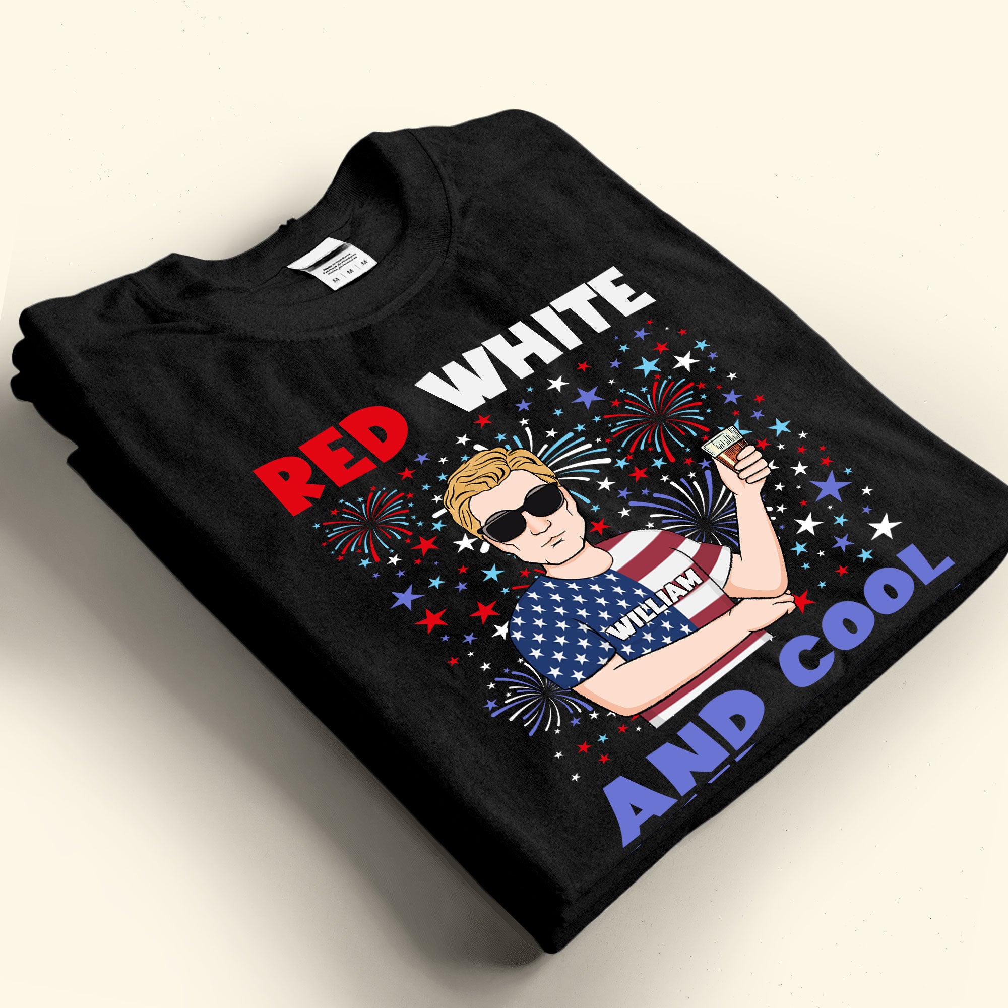 Red White & Cute/Cool With 4Th Of July Pattern - Personalized Shirt