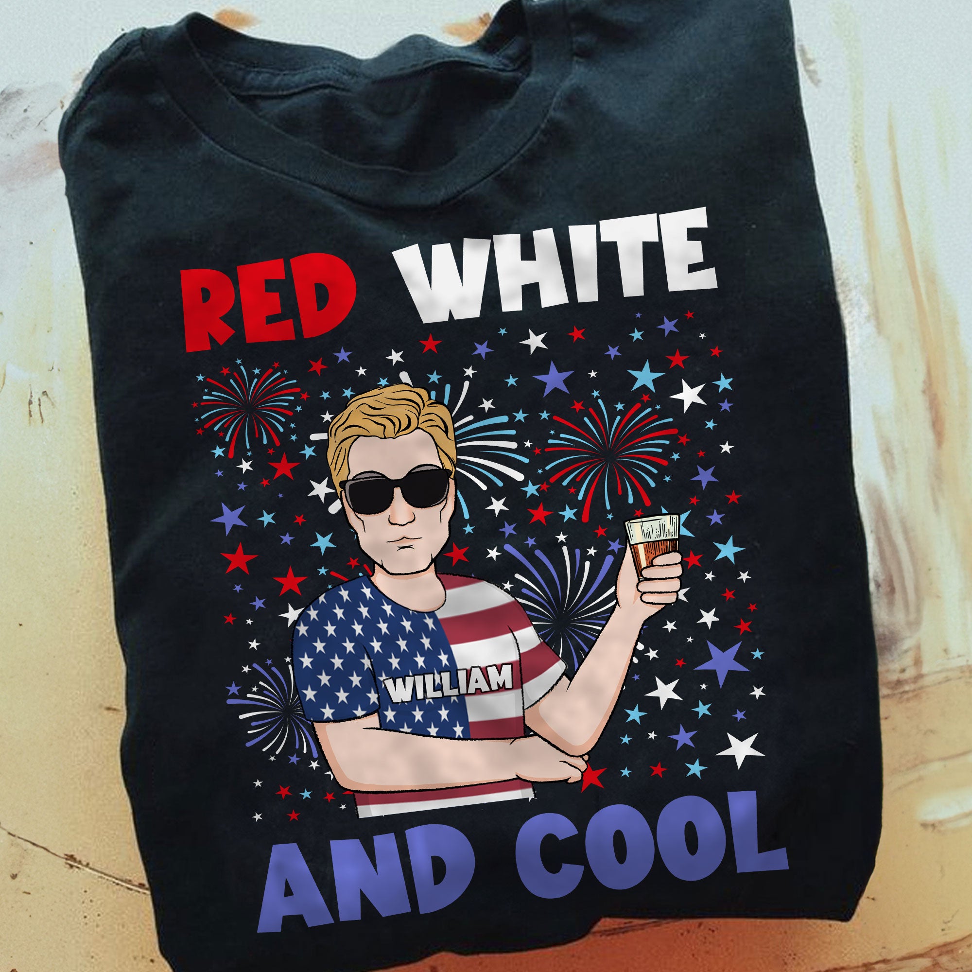 Red White & Cute/Cool With 4Th Of July Pattern - Personalized Shirt