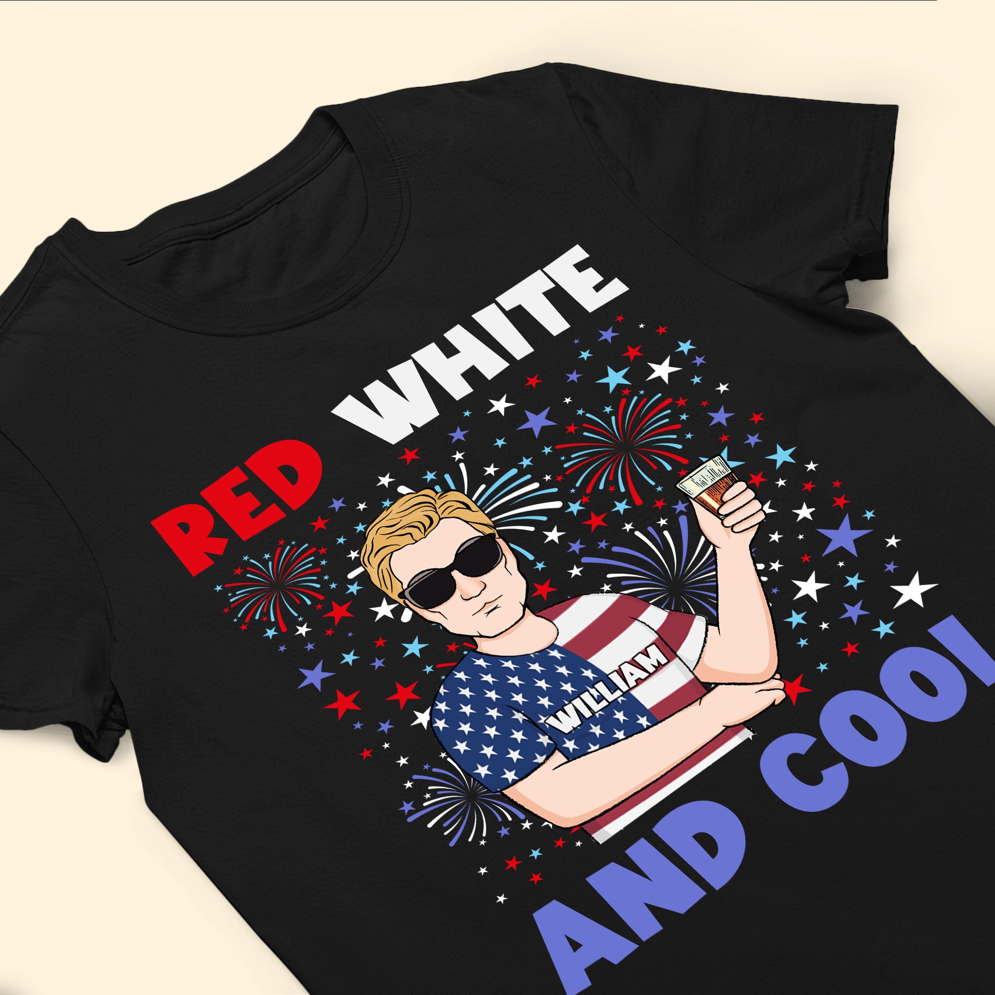 Red White & Cute/Cool With 4Th Of July Pattern - Personalized Shirt