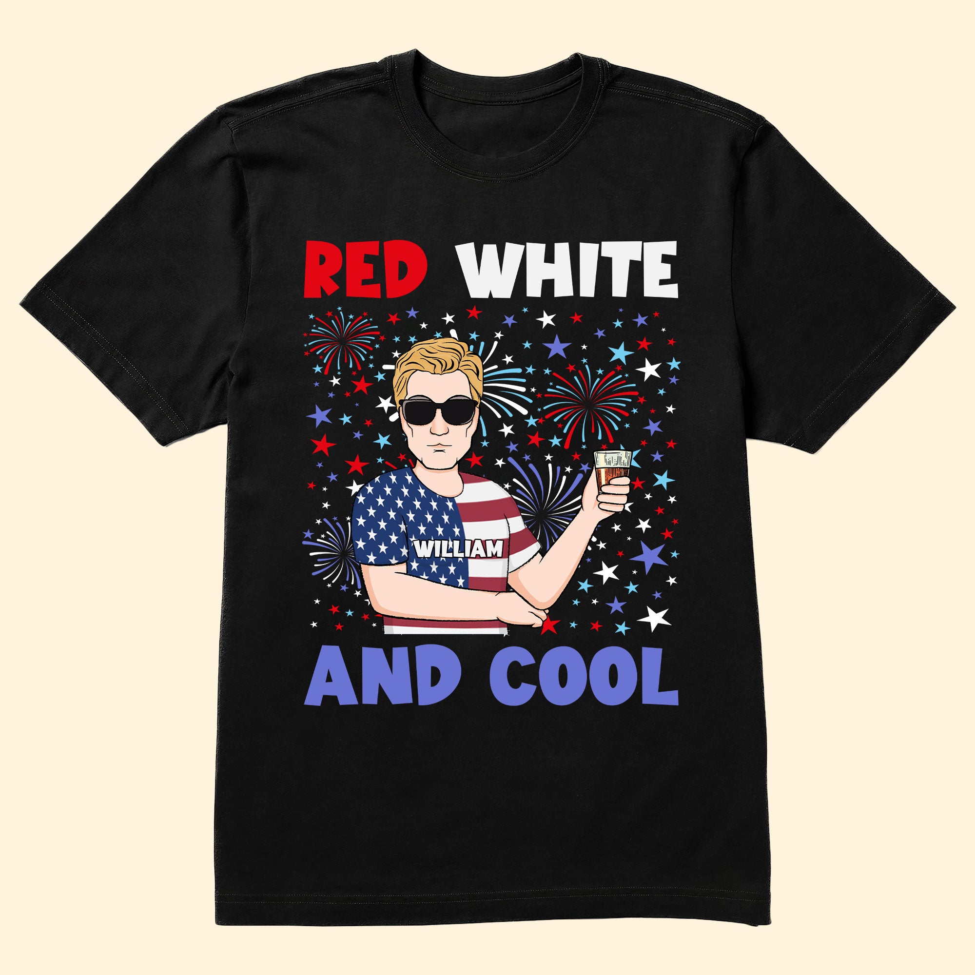 Red White & Cute/Cool With 4Th Of July Pattern - Personalized Shirt