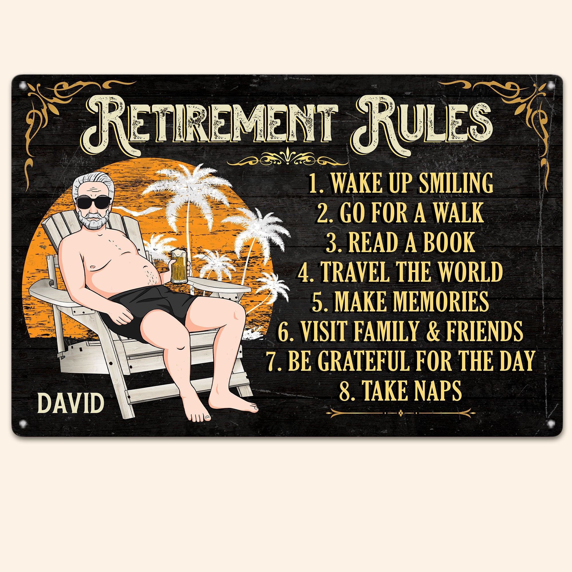 Retirement Rules - Man Version  - Personalized Metal Sign