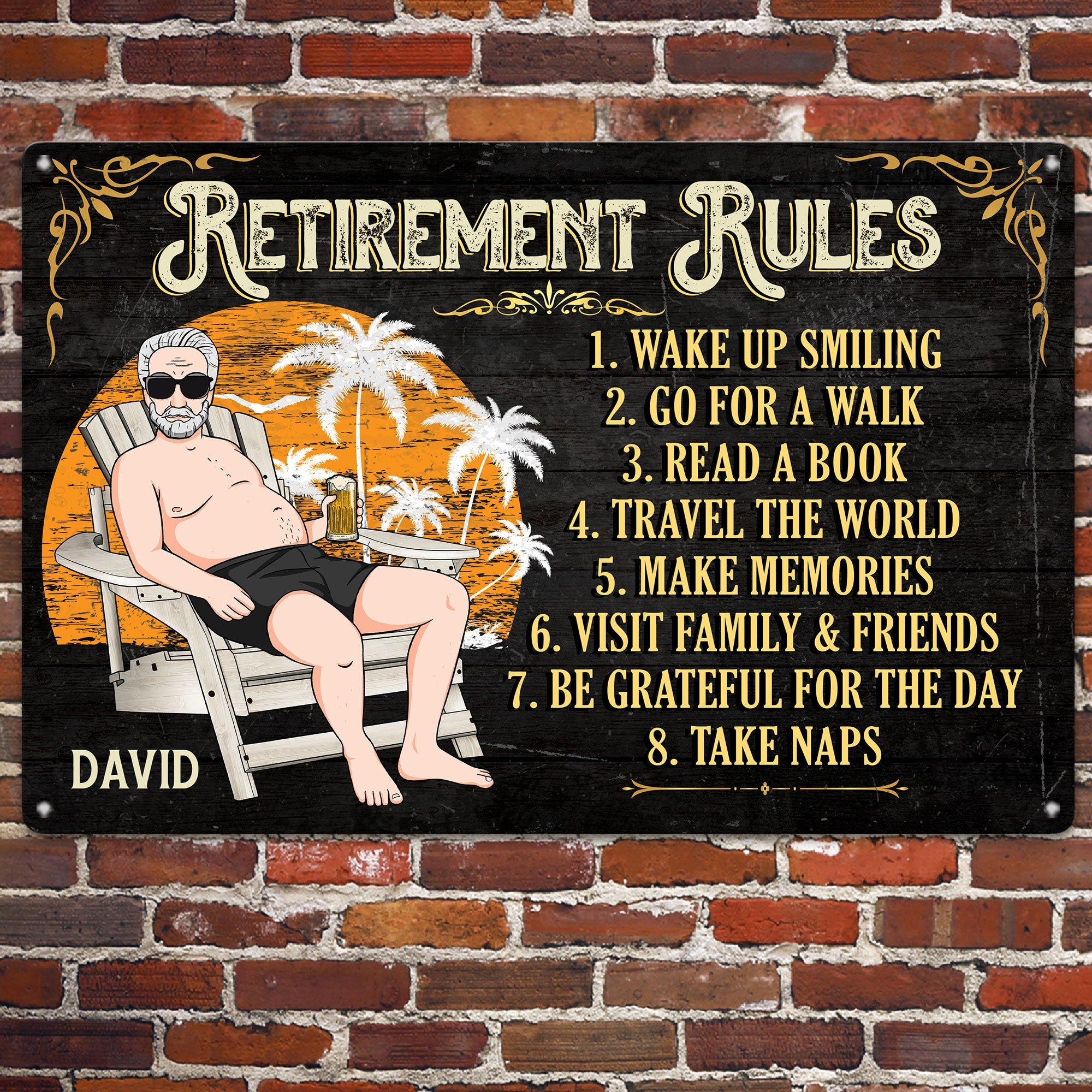 Retirement Rules - Man Version  - Personalized Metal Sign