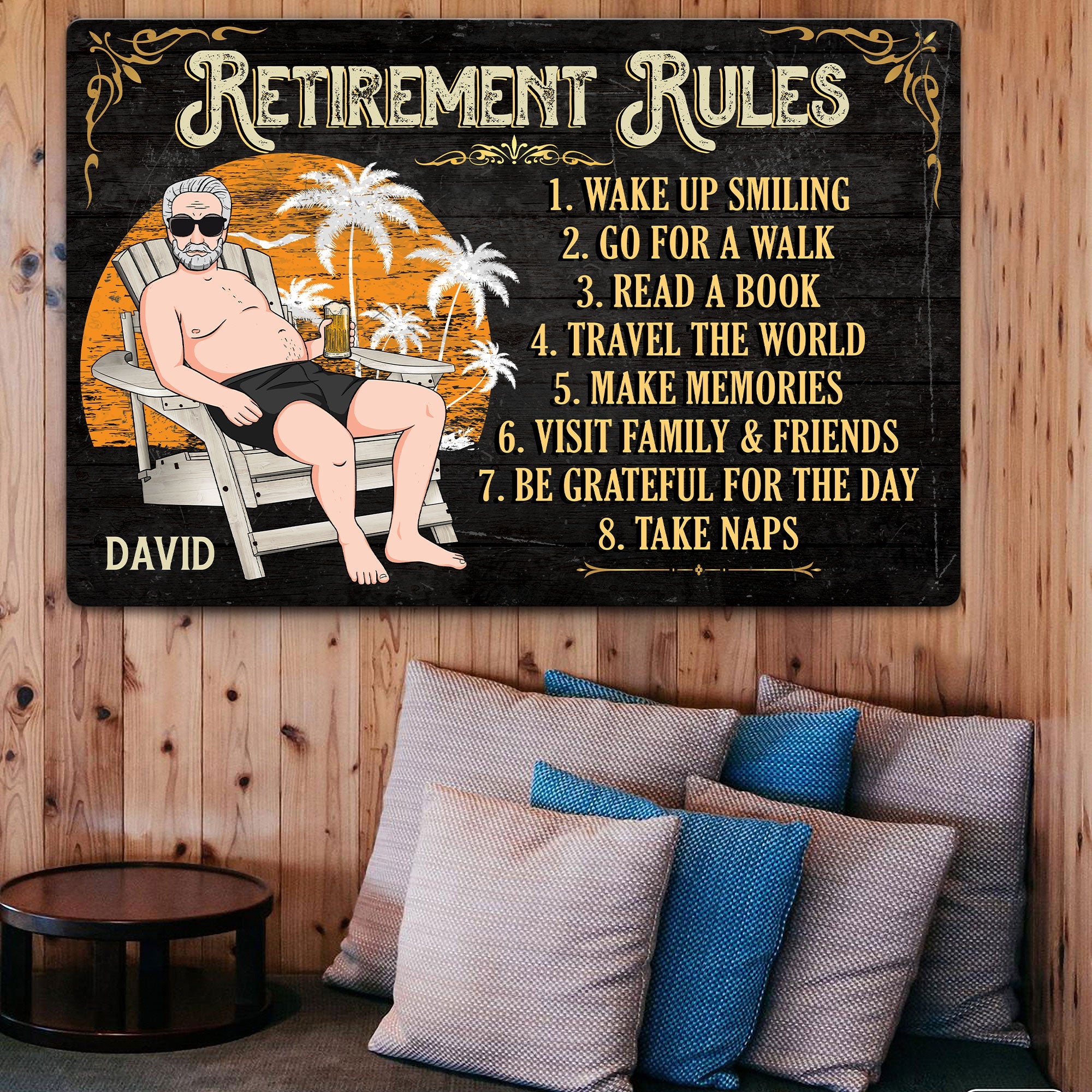 Retirement Rules - Man Version  - Personalized Metal Sign