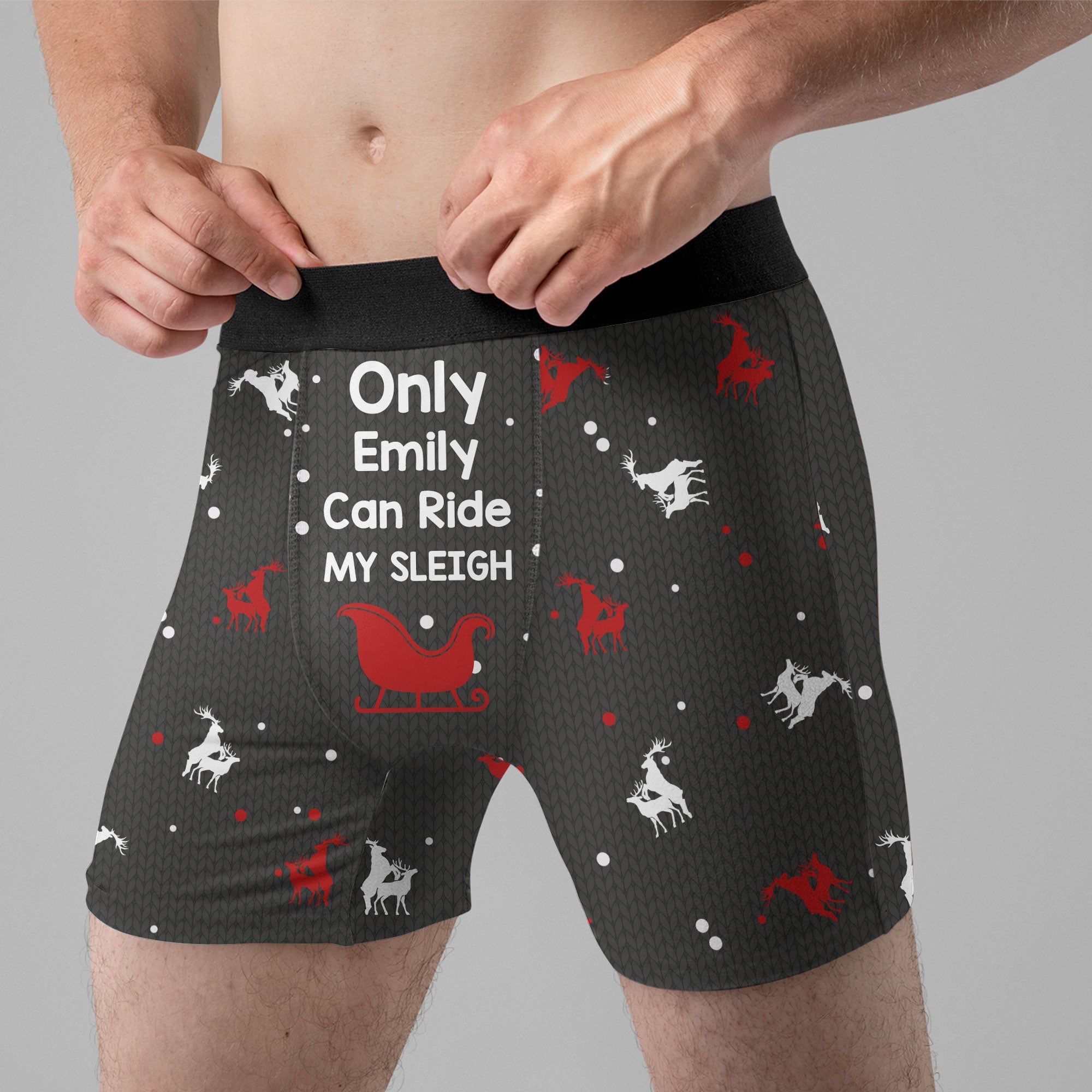 Ride My Sleigh Funny Christmas - Personalized Men's Boxer Briefs