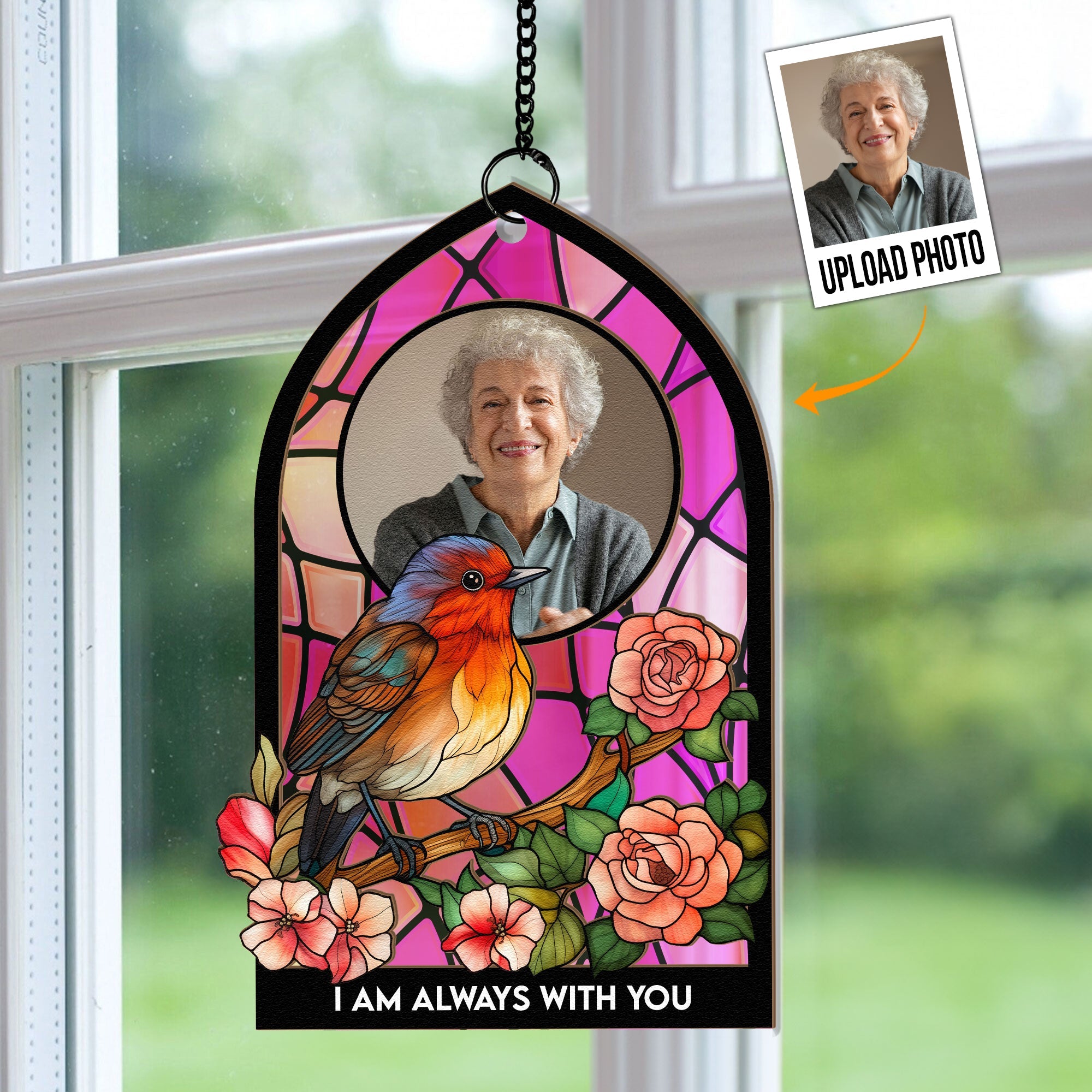 Robin I'm With You - Personalized Window Hanging Suncatcher Photo Ornament