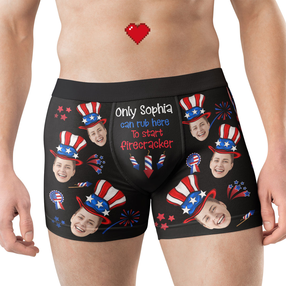 Rub Here To Start Firecracker - Personalized Photo Men's Boxer Briefs