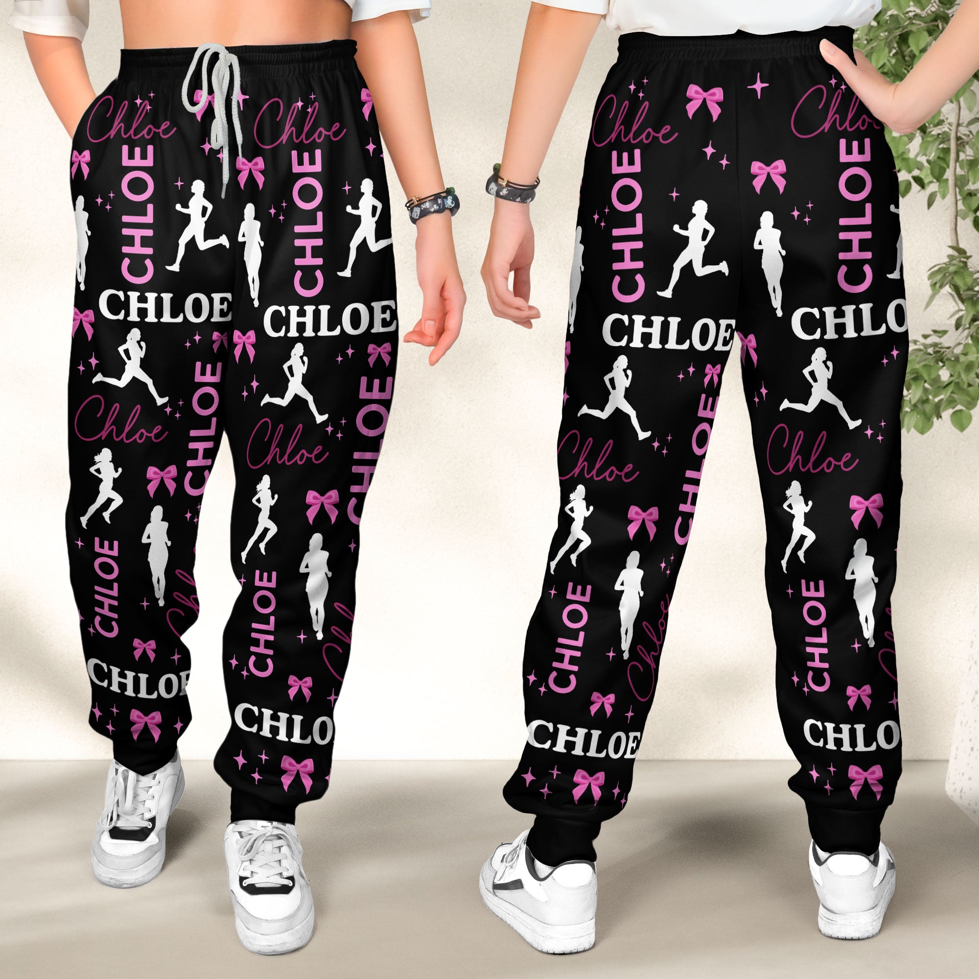 Running Girl Custom Name - Personalized Sweatpants