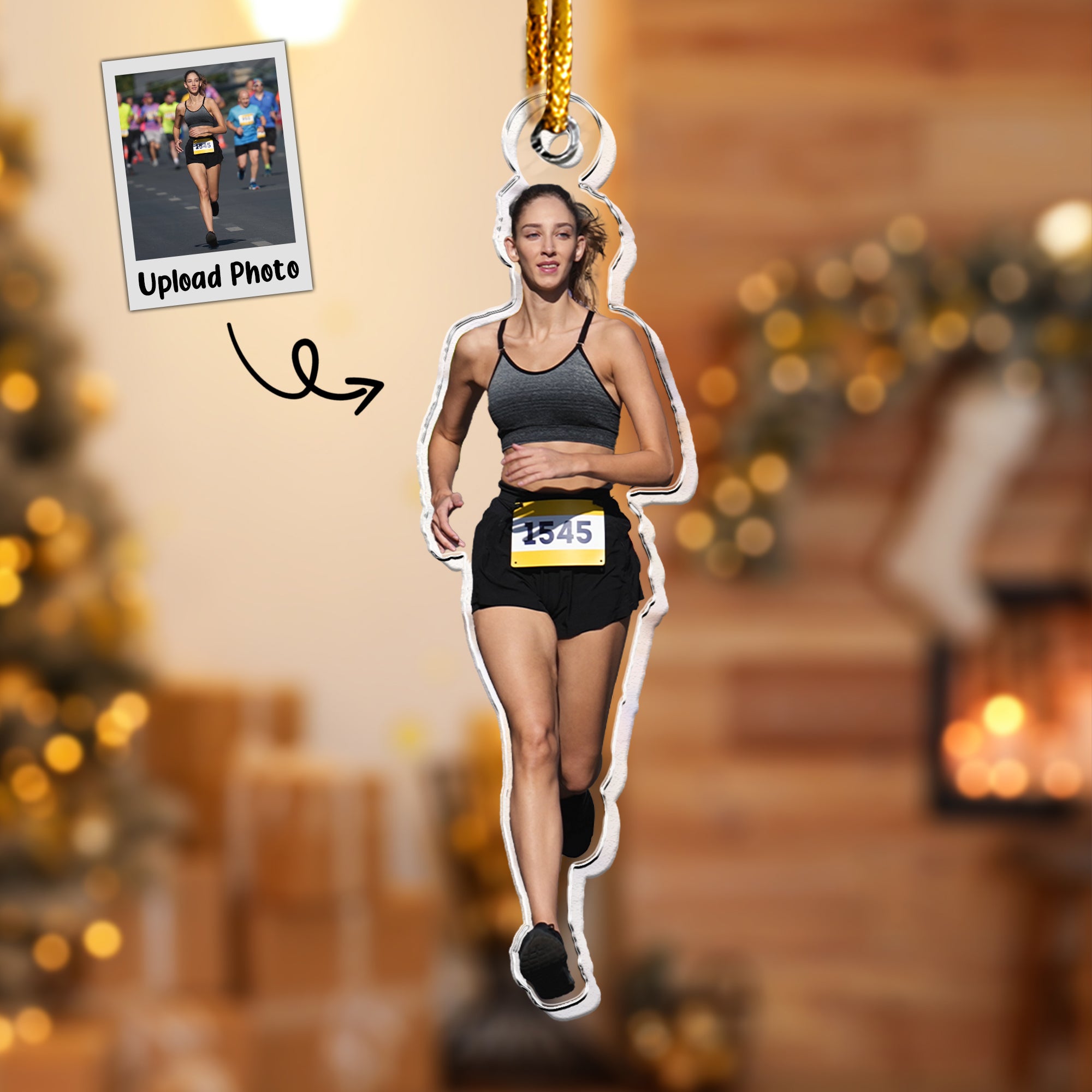 Running Ornaments Marathon Runner Xmas Gift - Personalized Acrylic Photo Ornament