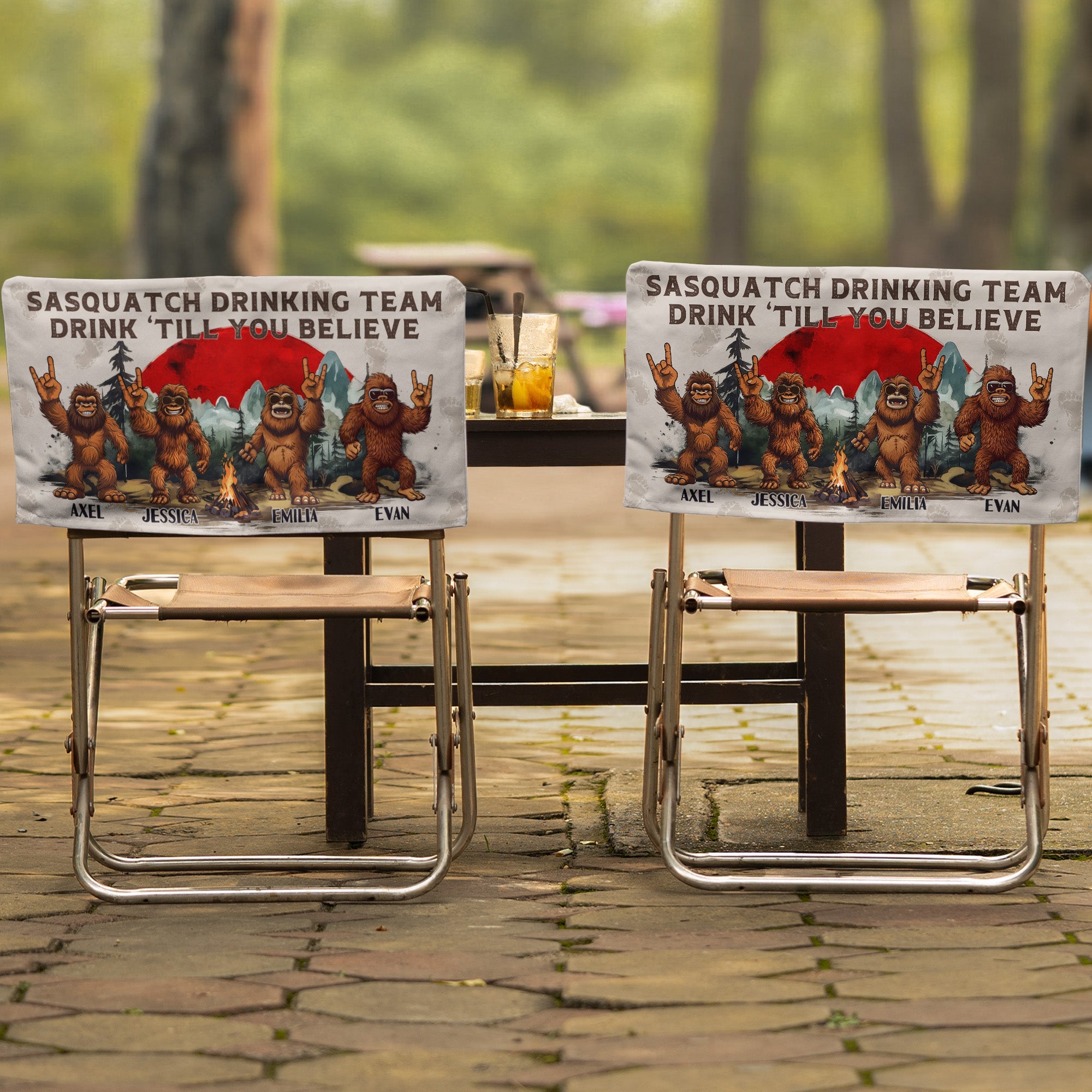 Sasquatch Drinking Team Drink Till You Believe - Personalized Folding Chair Cover