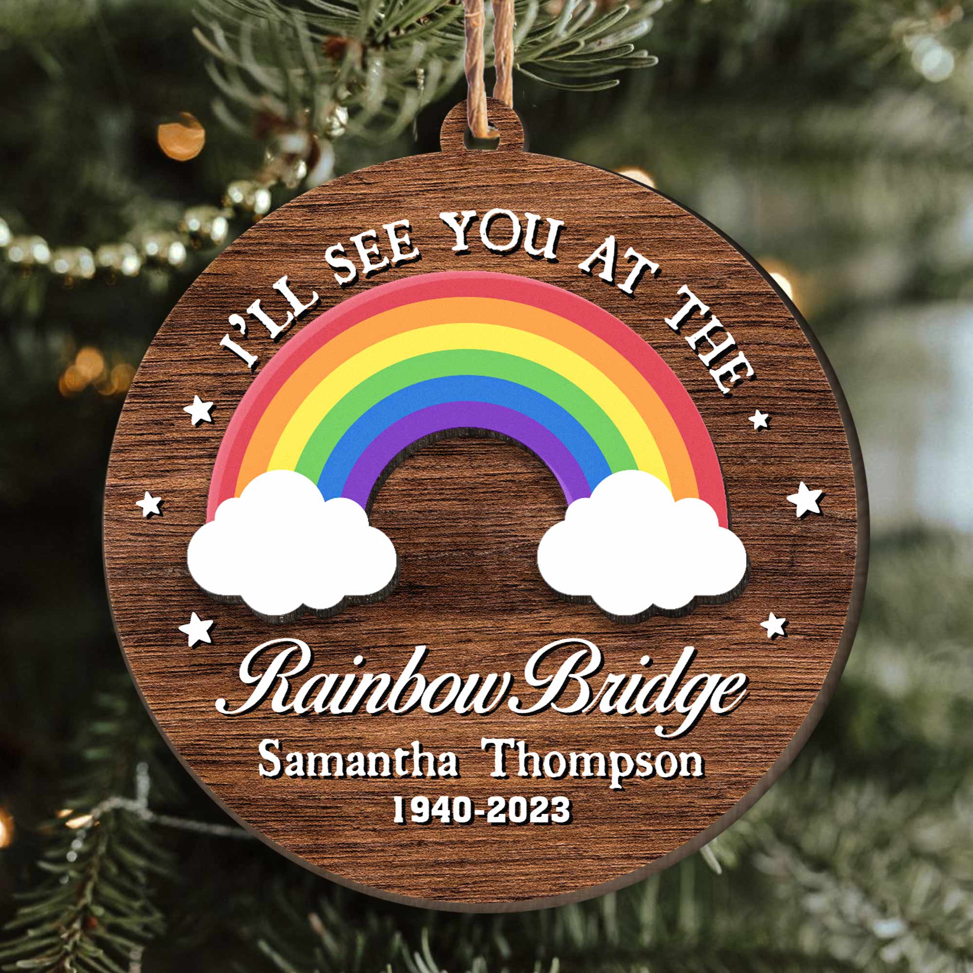 See You At The Rainbow Bridge - Personalized Wooden Ornament