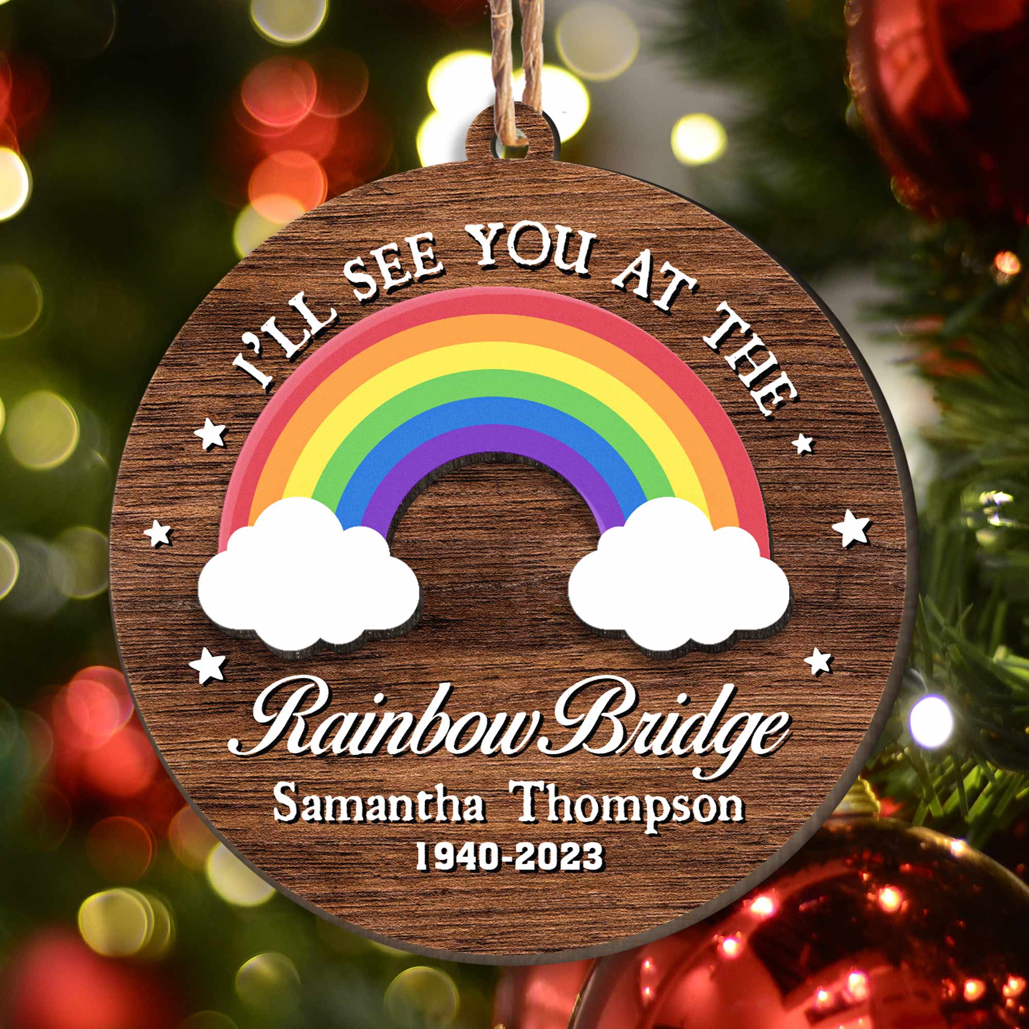 See You At The Rainbow Bridge - Personalized Wooden Ornament