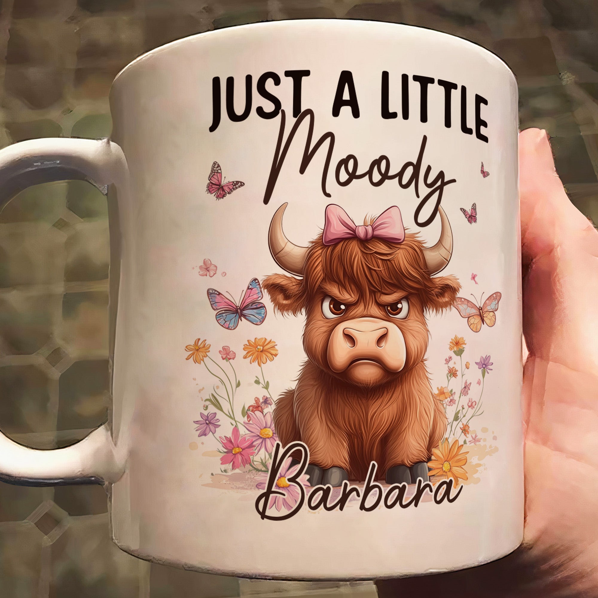 Self Gift Funny Highland Cow Just A Little Moody - Personalized Mug