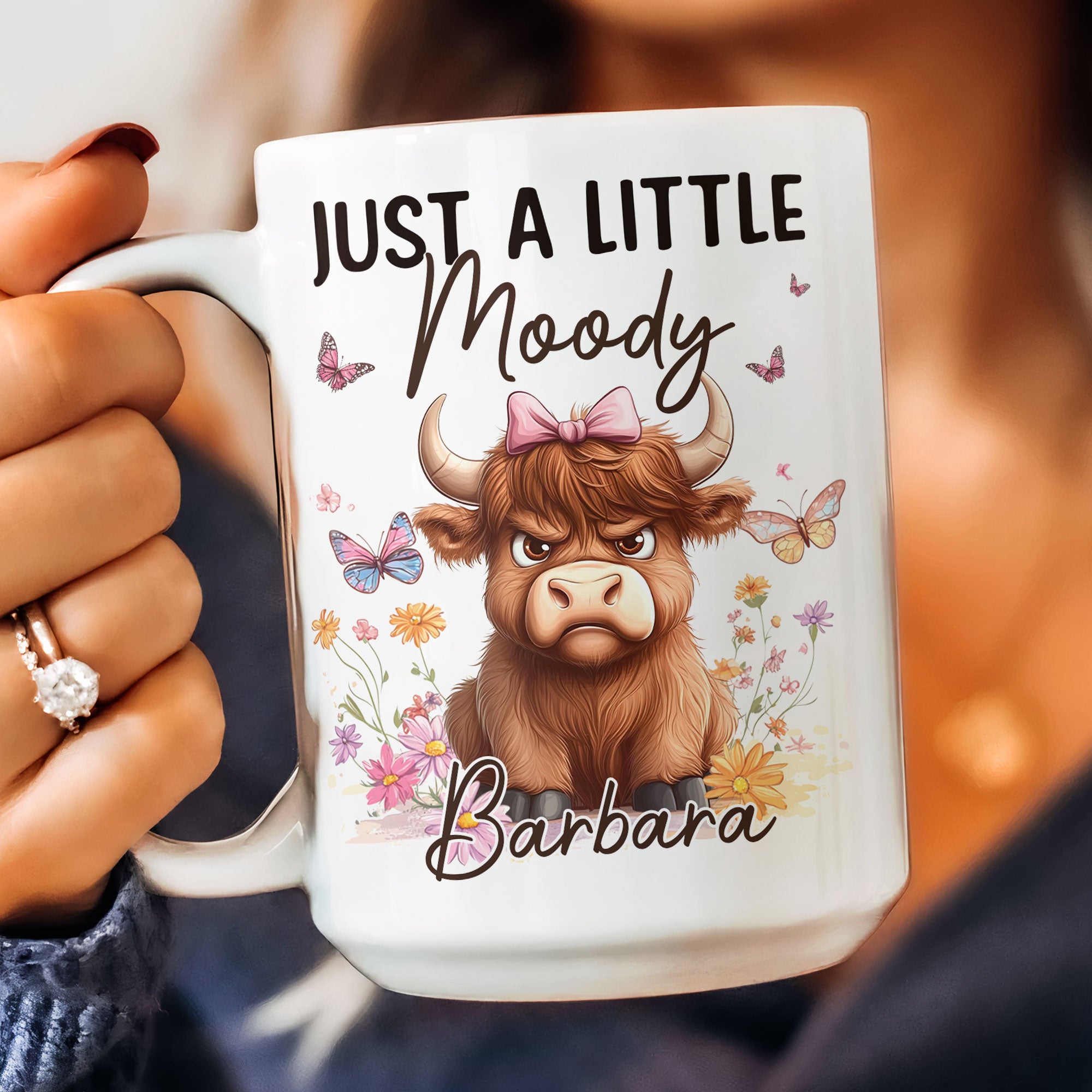 Self Gift Funny Highland Cow Just A Little Moody - Personalized Mug