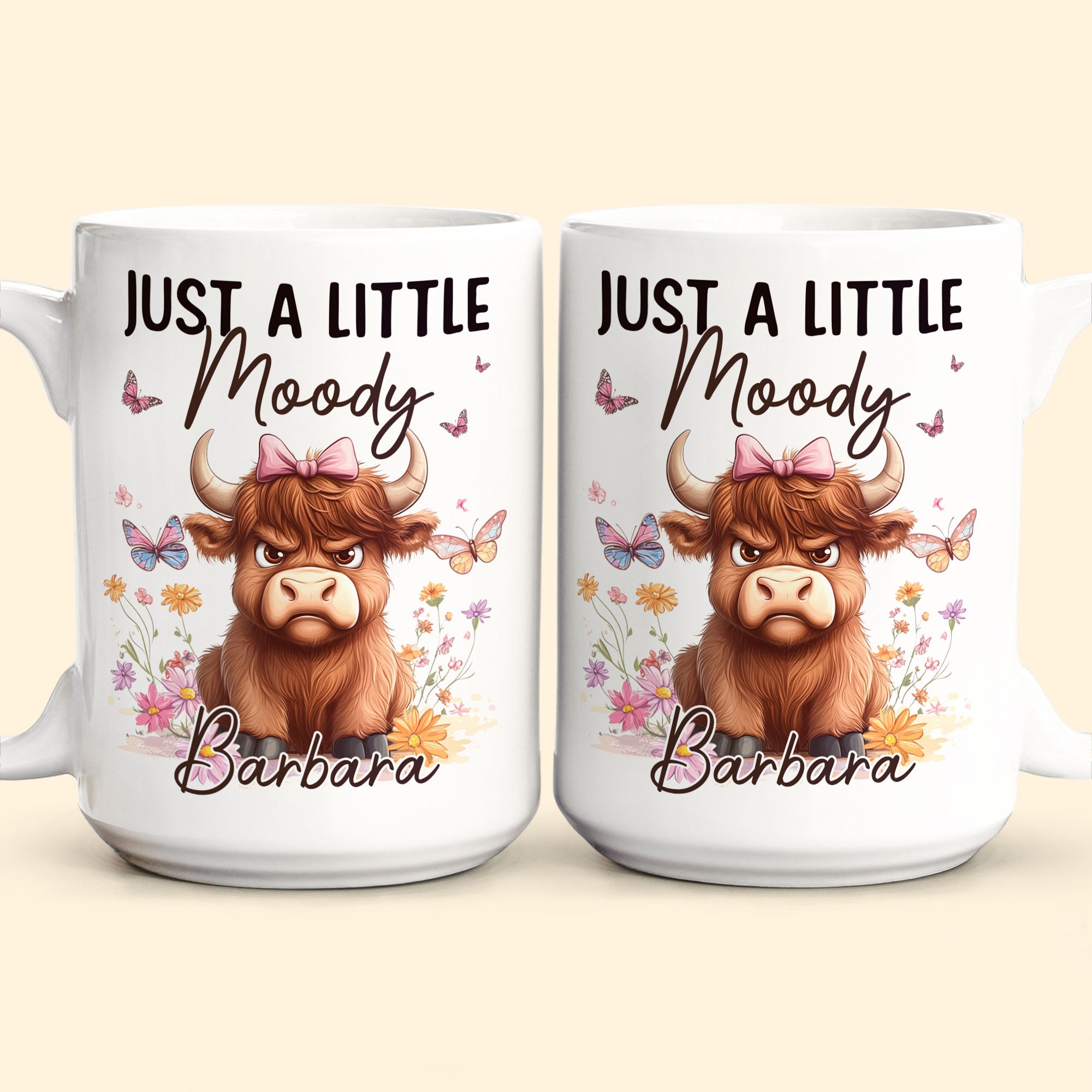 Self Gift Funny Highland Cow Just A Little Moody - Personalized Mug