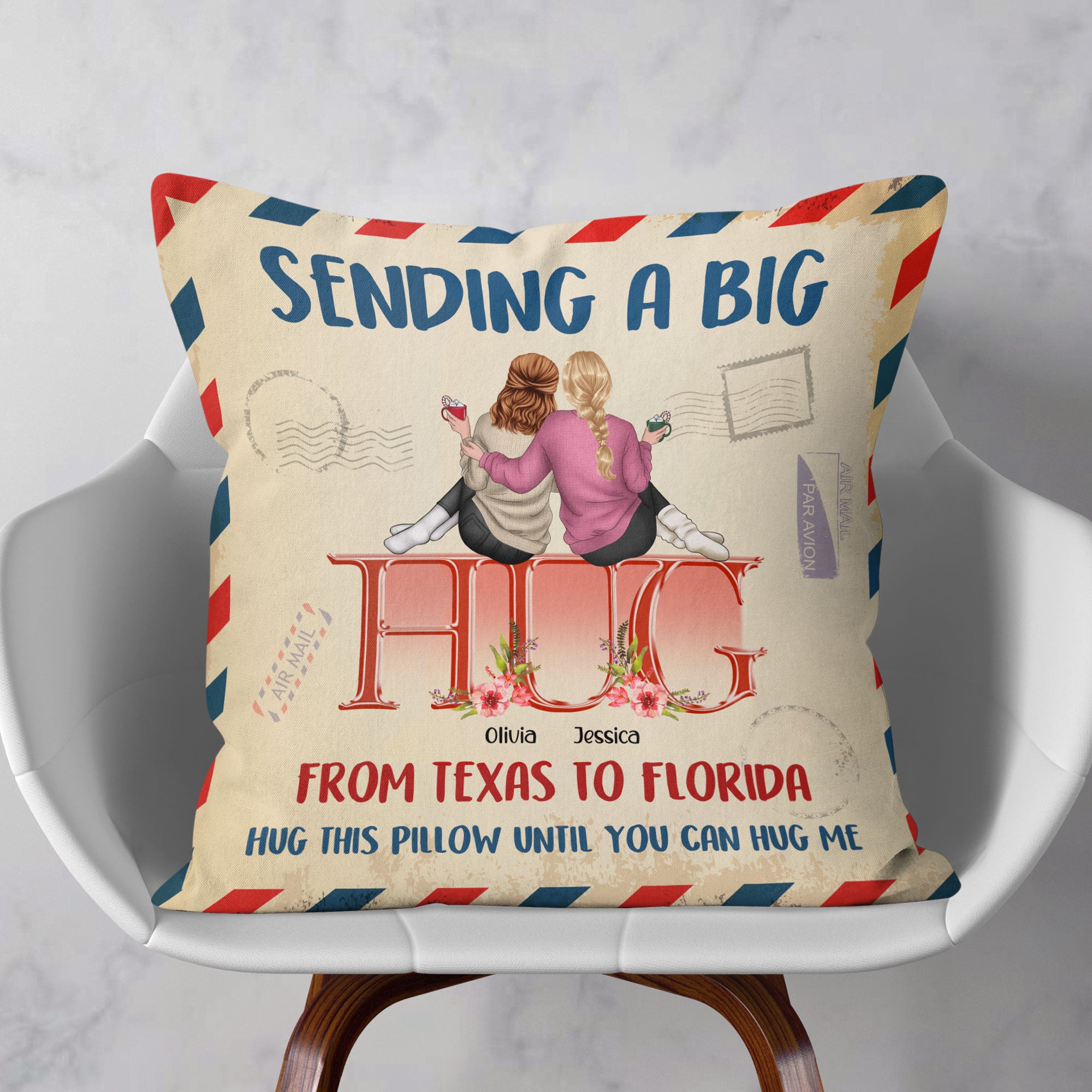 Sending A Big Hug - Personalized Pillow (Insert Included)