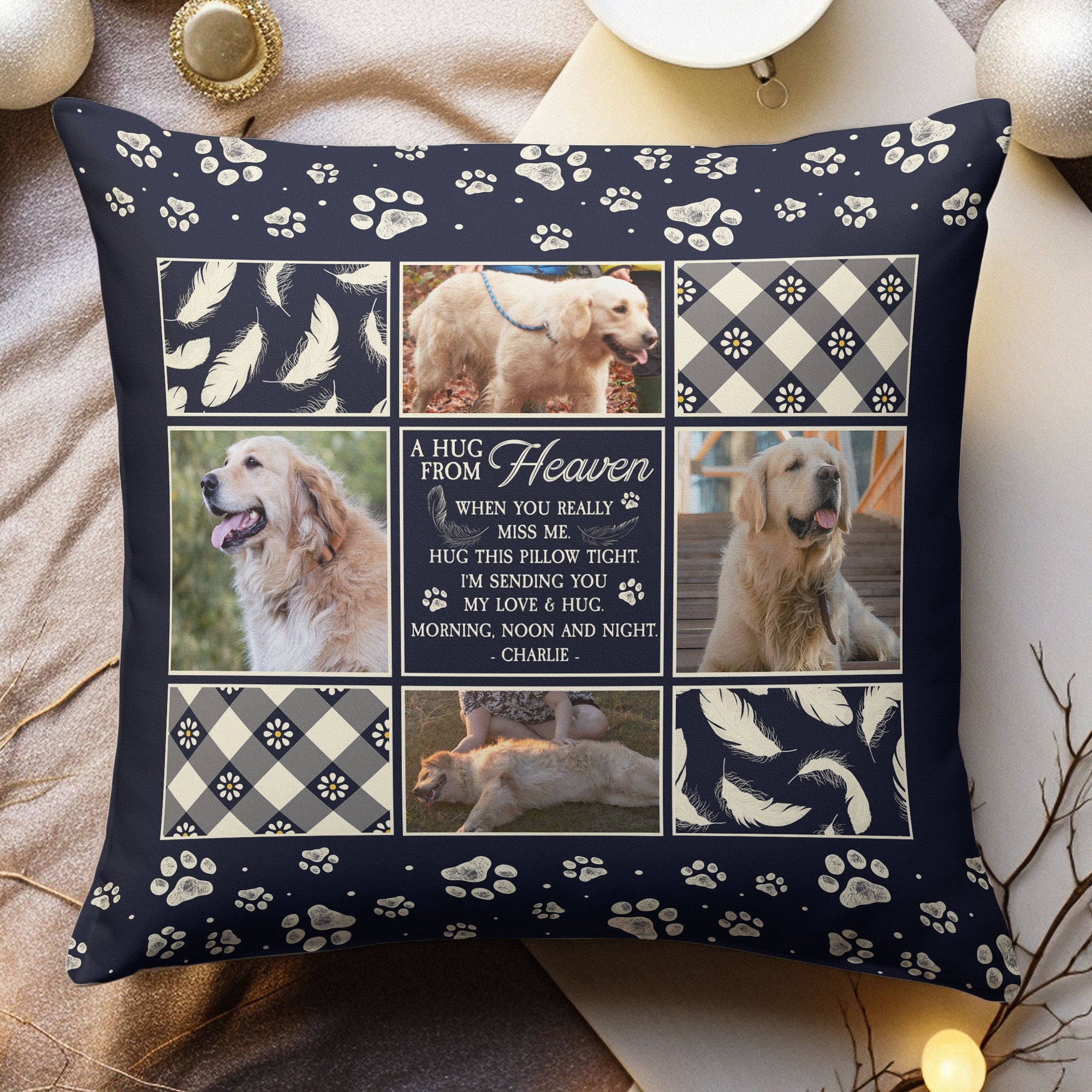 Sending A Hug From Heaven - Personalized Photo Pillow (Insert Included)