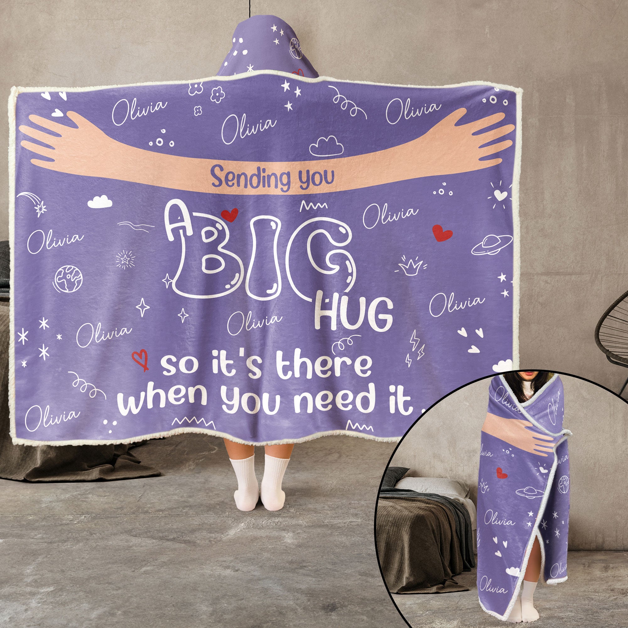 A Hug Whenever You Need - Personalized Wearable Blanket Hoodie