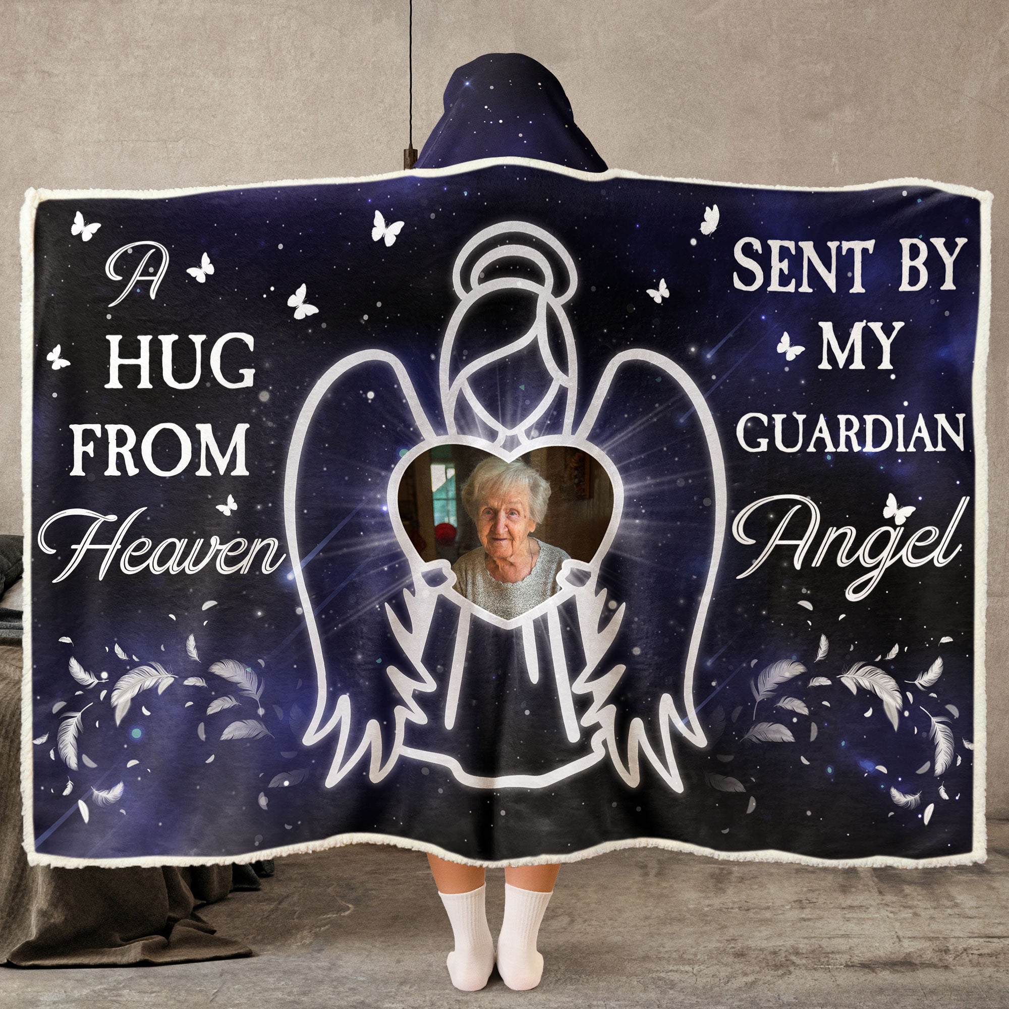 Sent By My Guardian Angel - Personalized Photo Wearable Blanket Hoodie