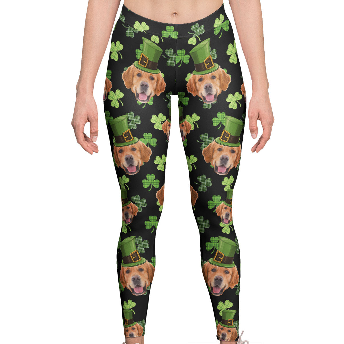 Shamrock Pet Face - Personalized Photo Leggings