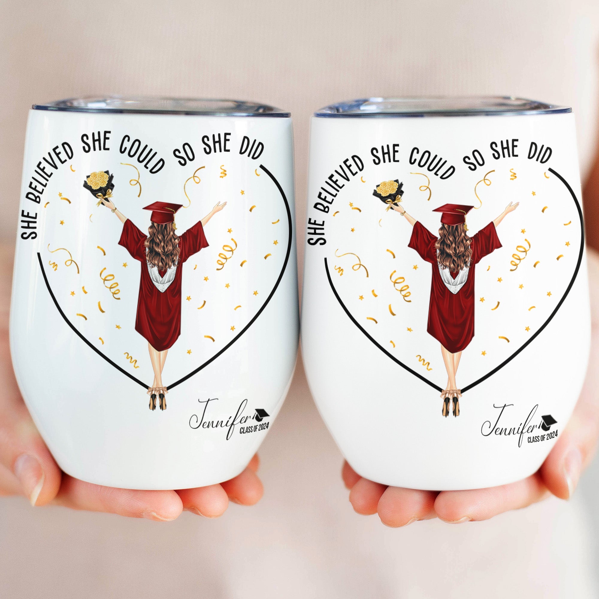 She Believed She Could So She Did - Personalized Wine Tumbler