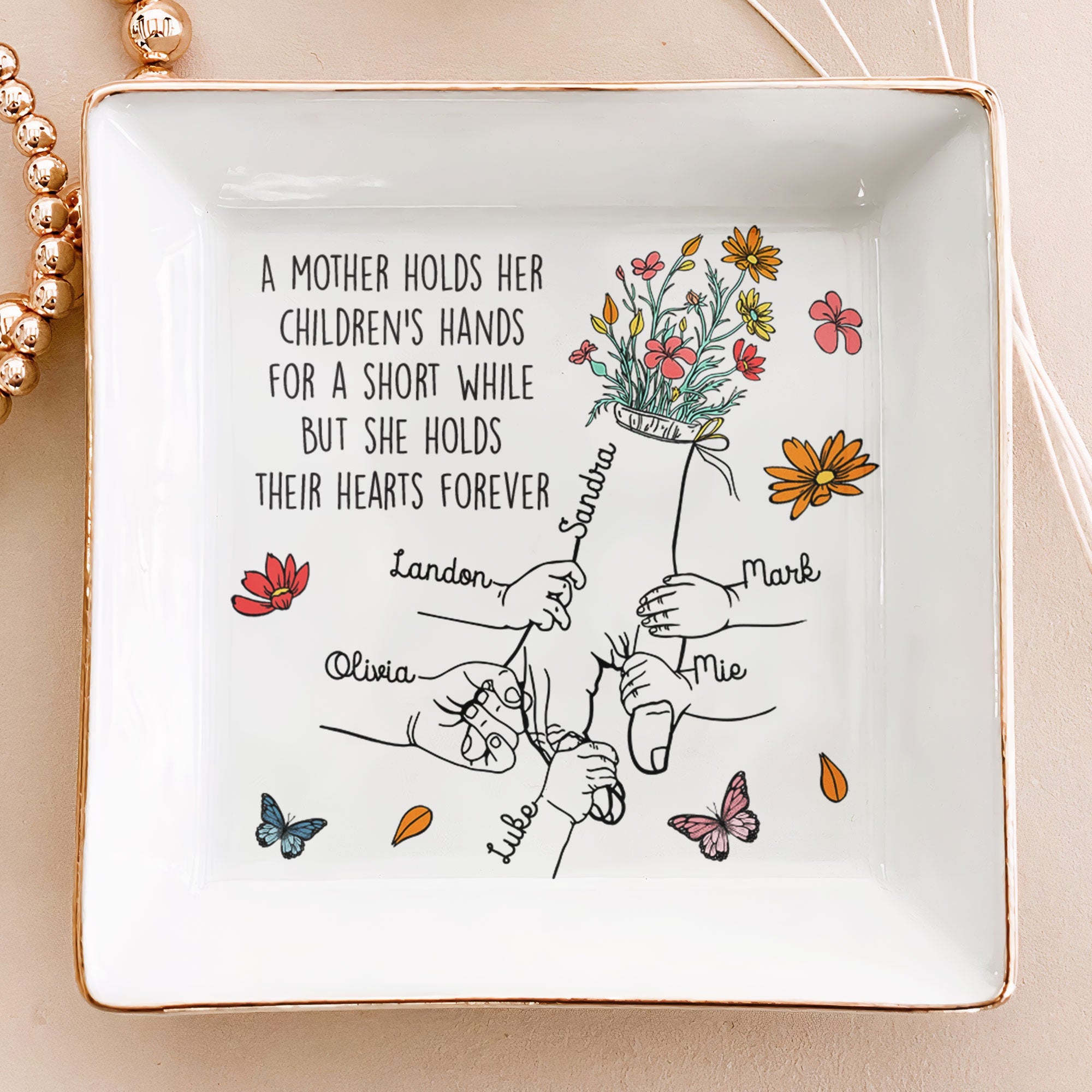 She Holds Their Hearts Forever - Personalized Jewelry Dish