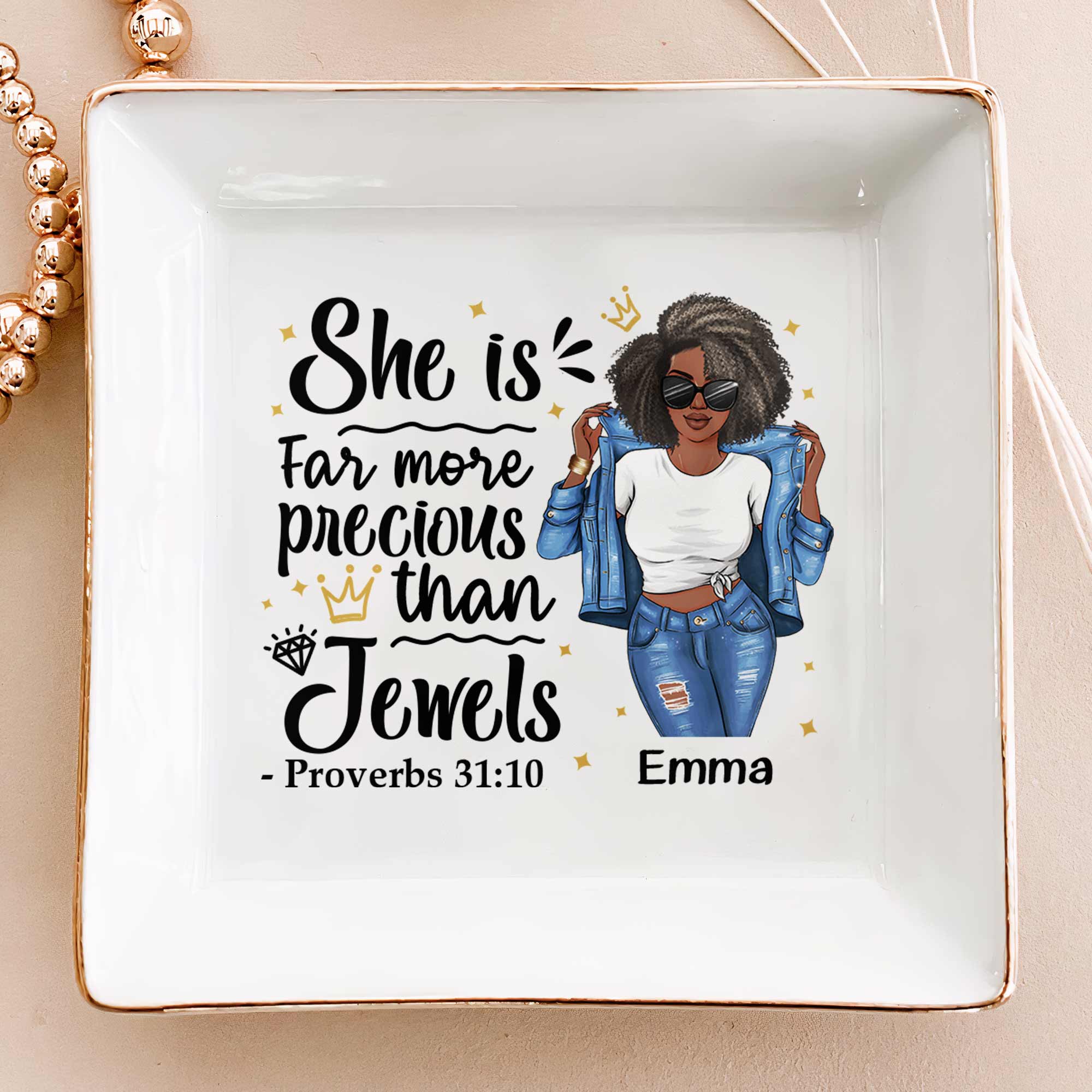 She Is Far More Precious Than Jewels - Personalized Jewelry Dish