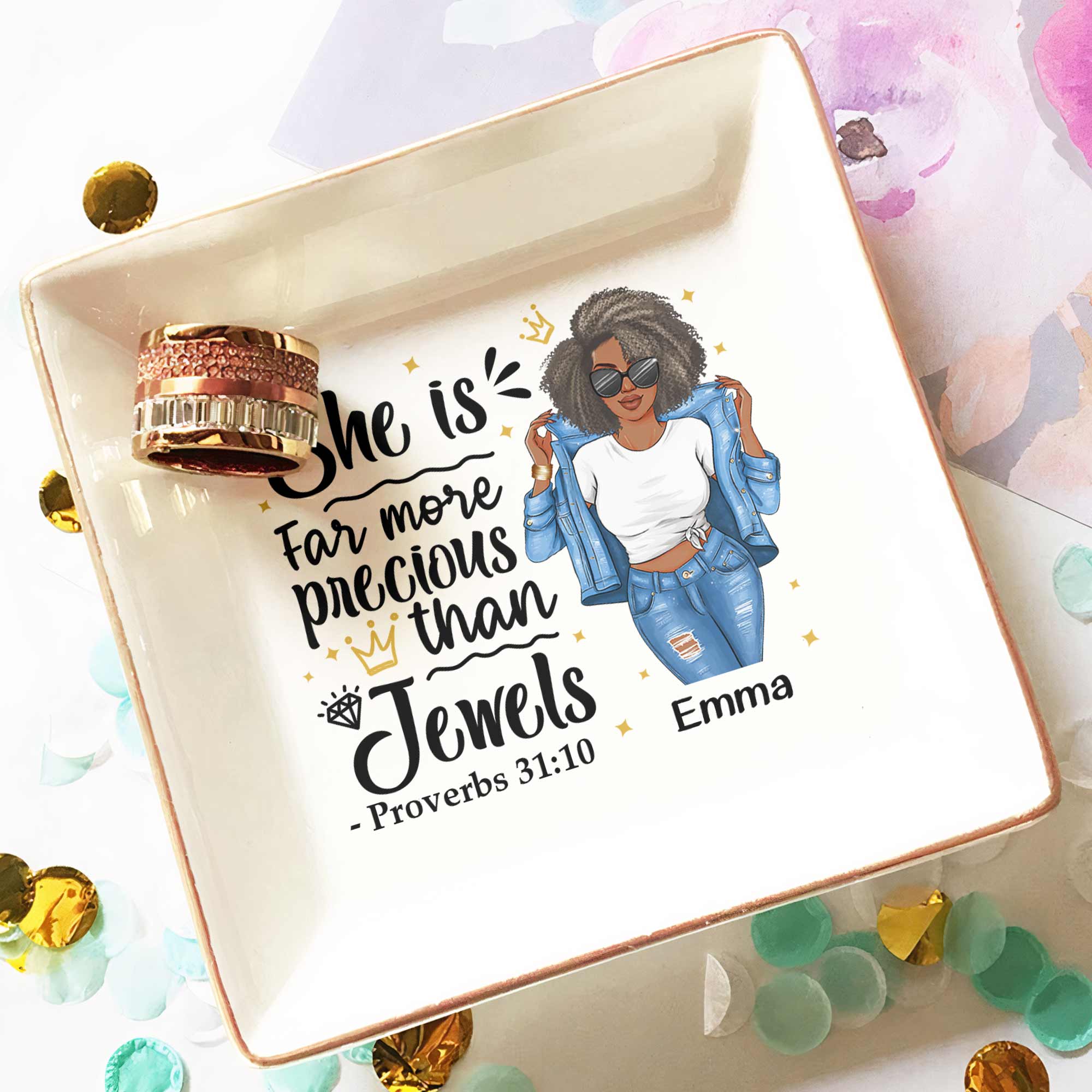 She Is Far More Precious Than Jewels - Personalized Jewelry Dish