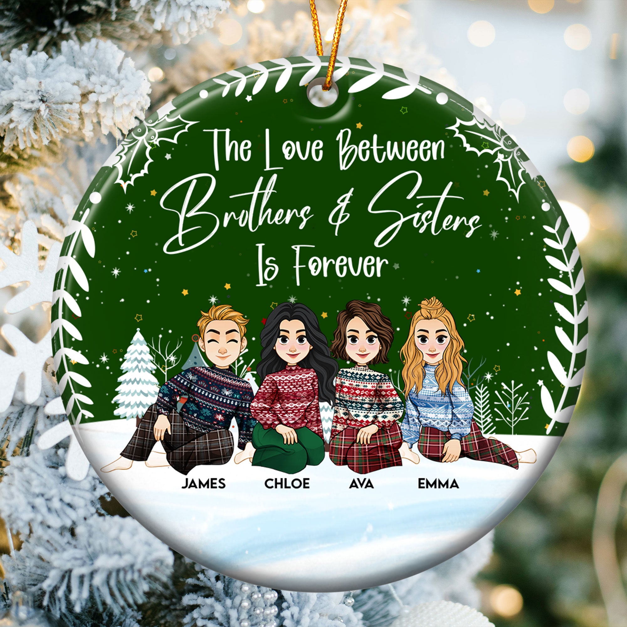 Siblings Love Is Forever - Personalized Ceramic Ornament