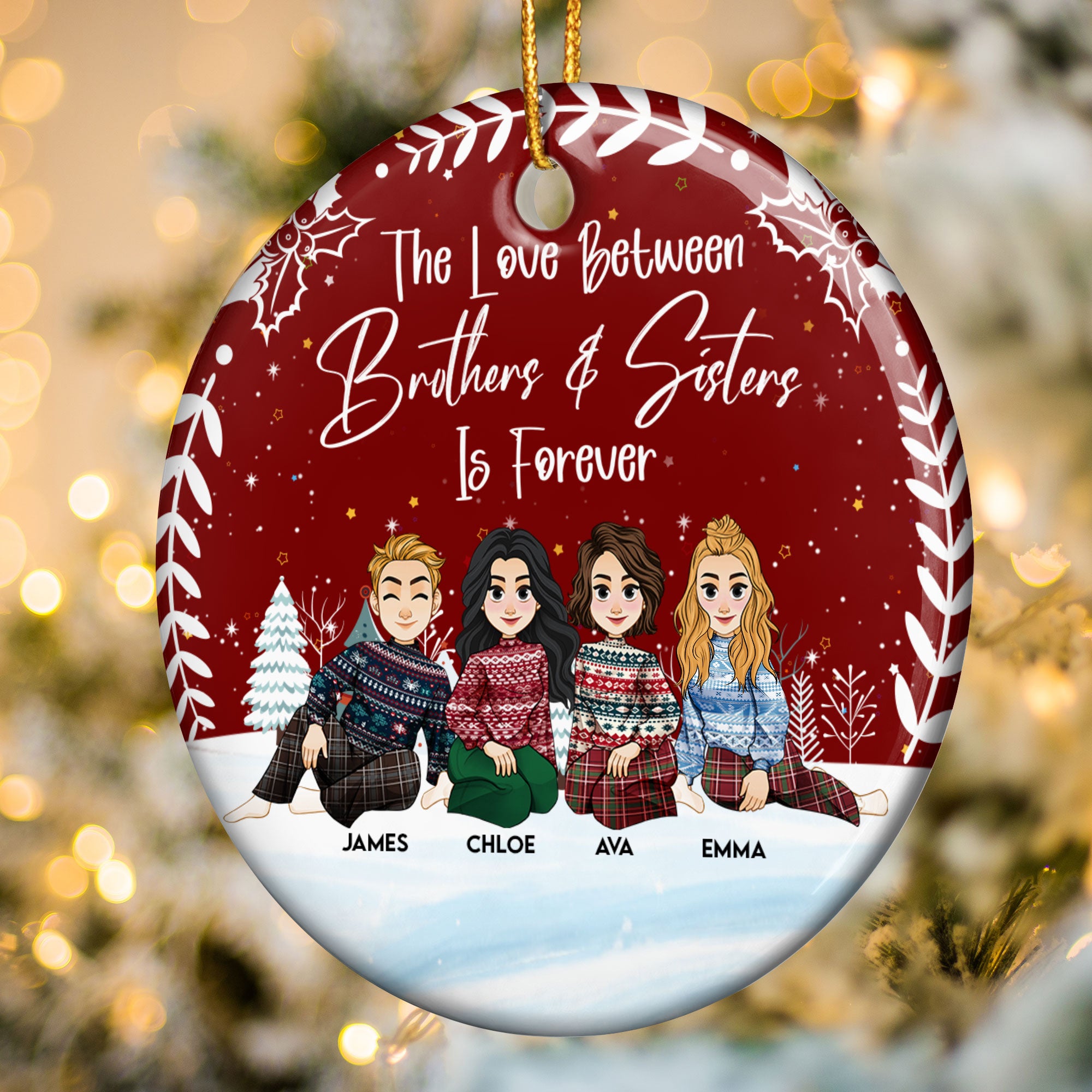 Siblings Love Is Forever - Personalized Ceramic Ornament