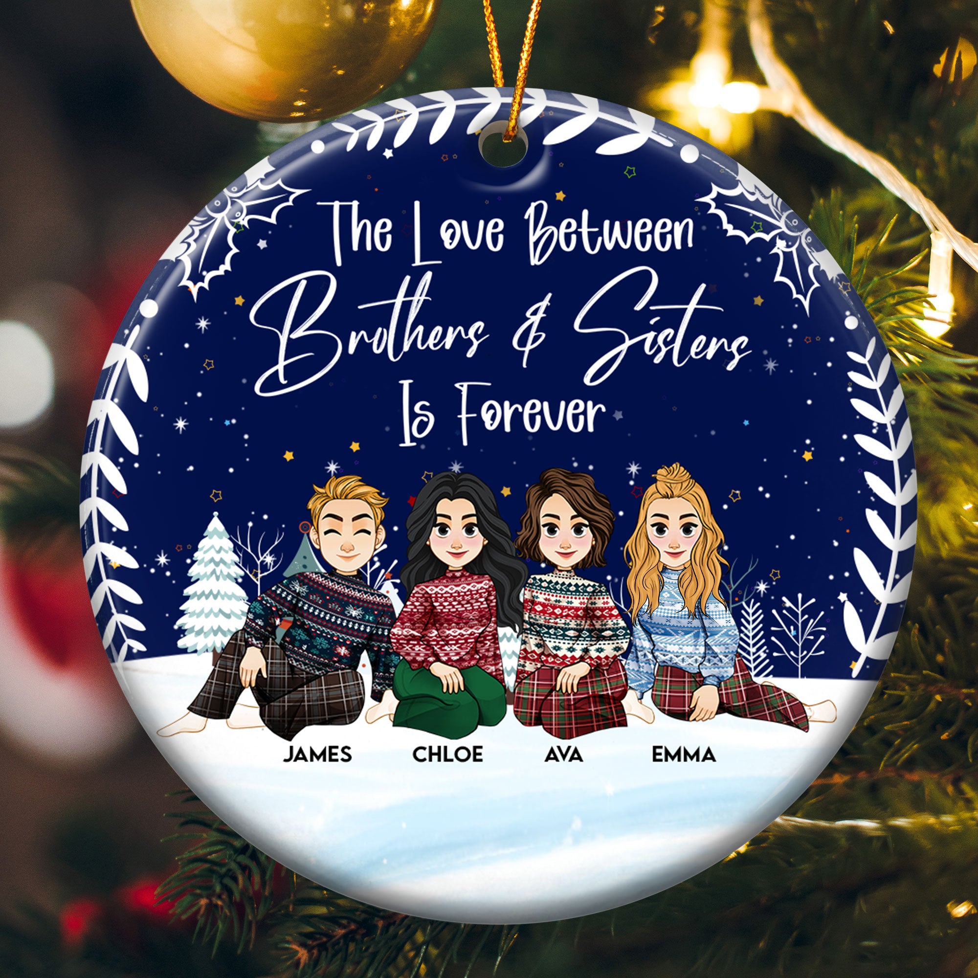 Siblings Love Is Forever - Personalized Ceramic Ornament