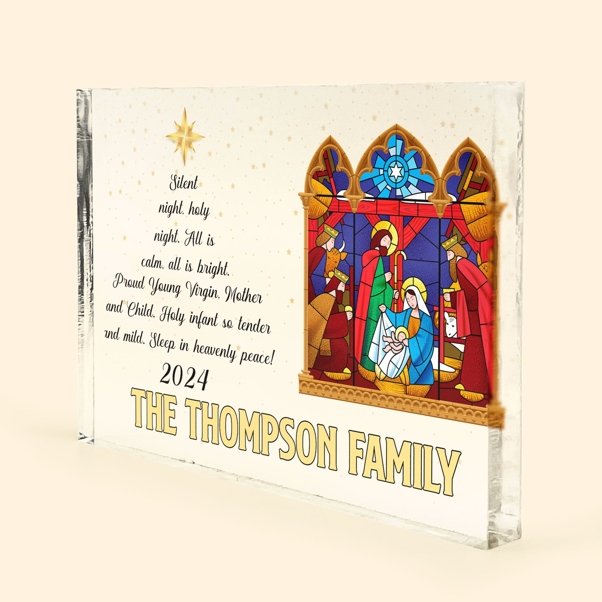 Silent Night, Holy Night, Nativity Gift For Family - Personalized Acrylic Plaque