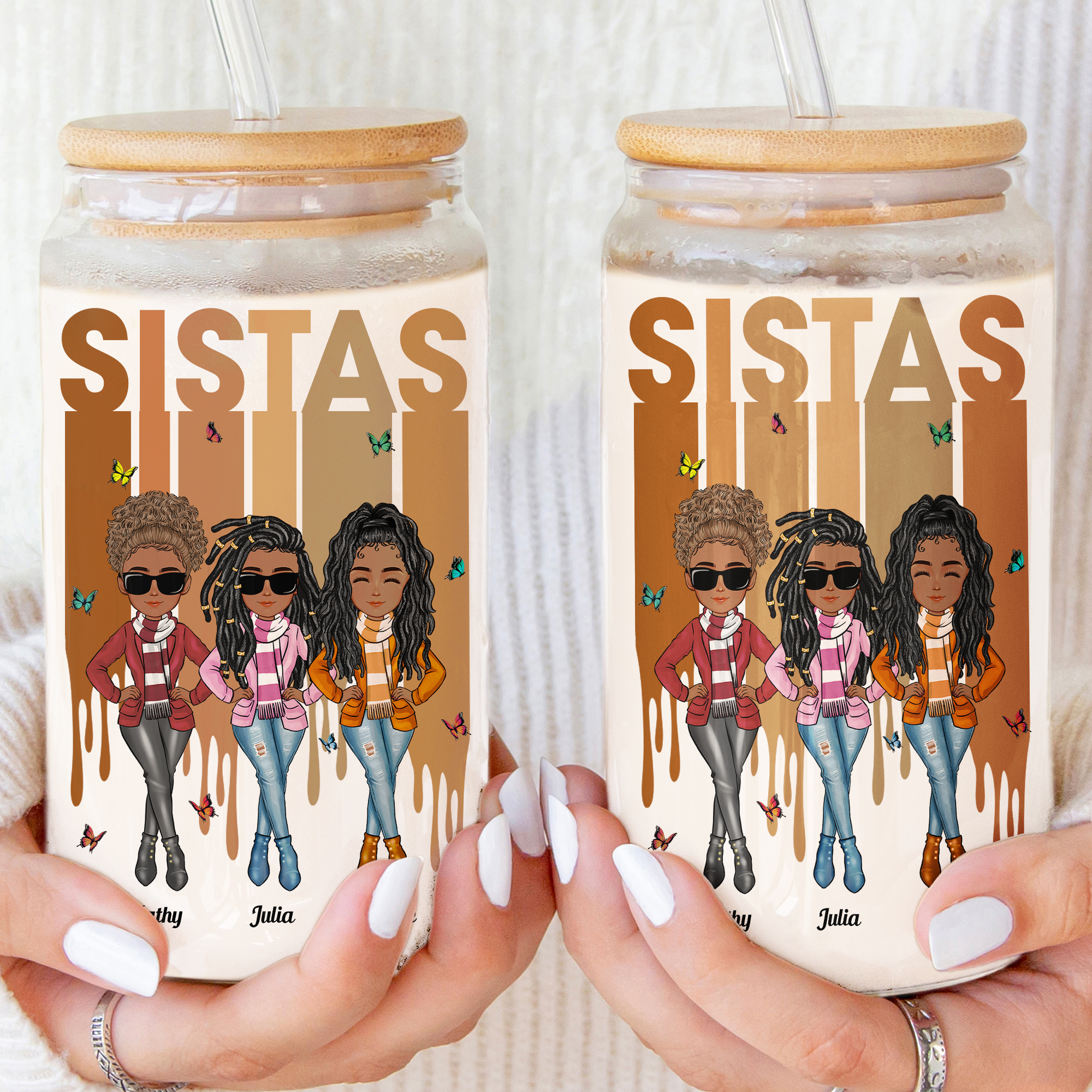 Sistas - Personalized Clear Glass Cup