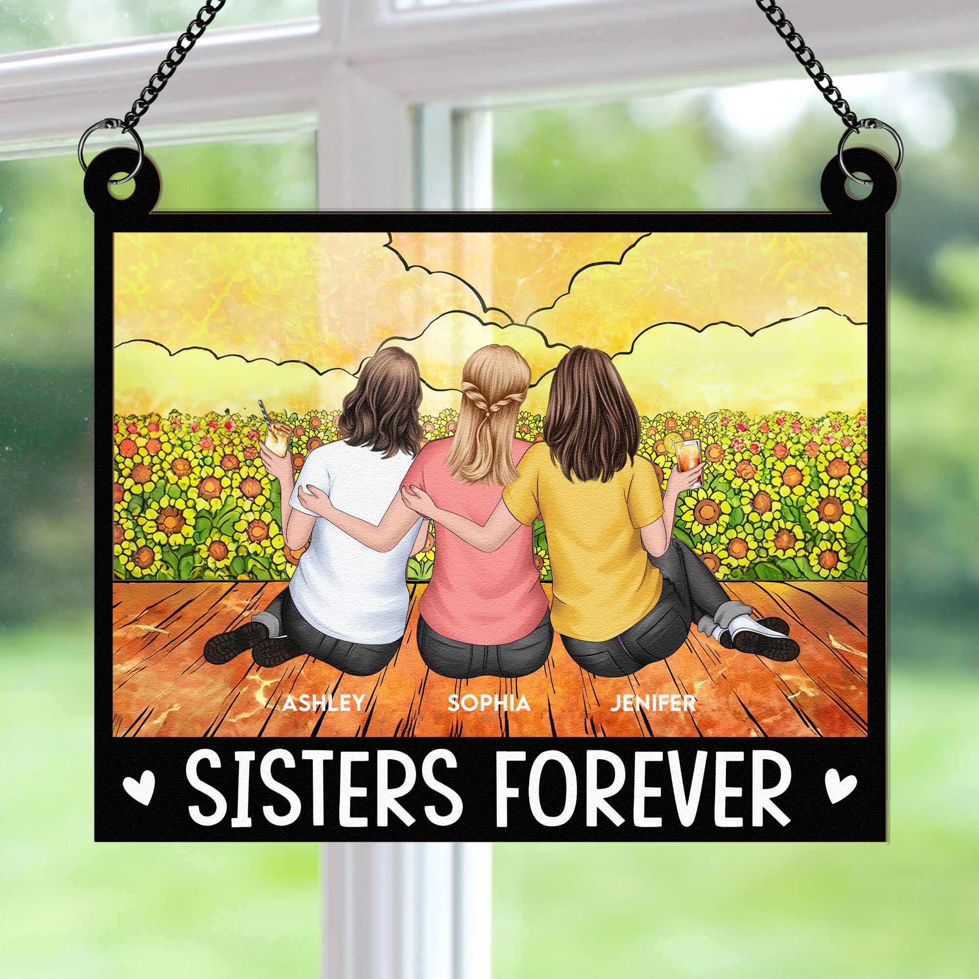 Sister Forever - Personalized Window Hanging Suncatcher Ornament