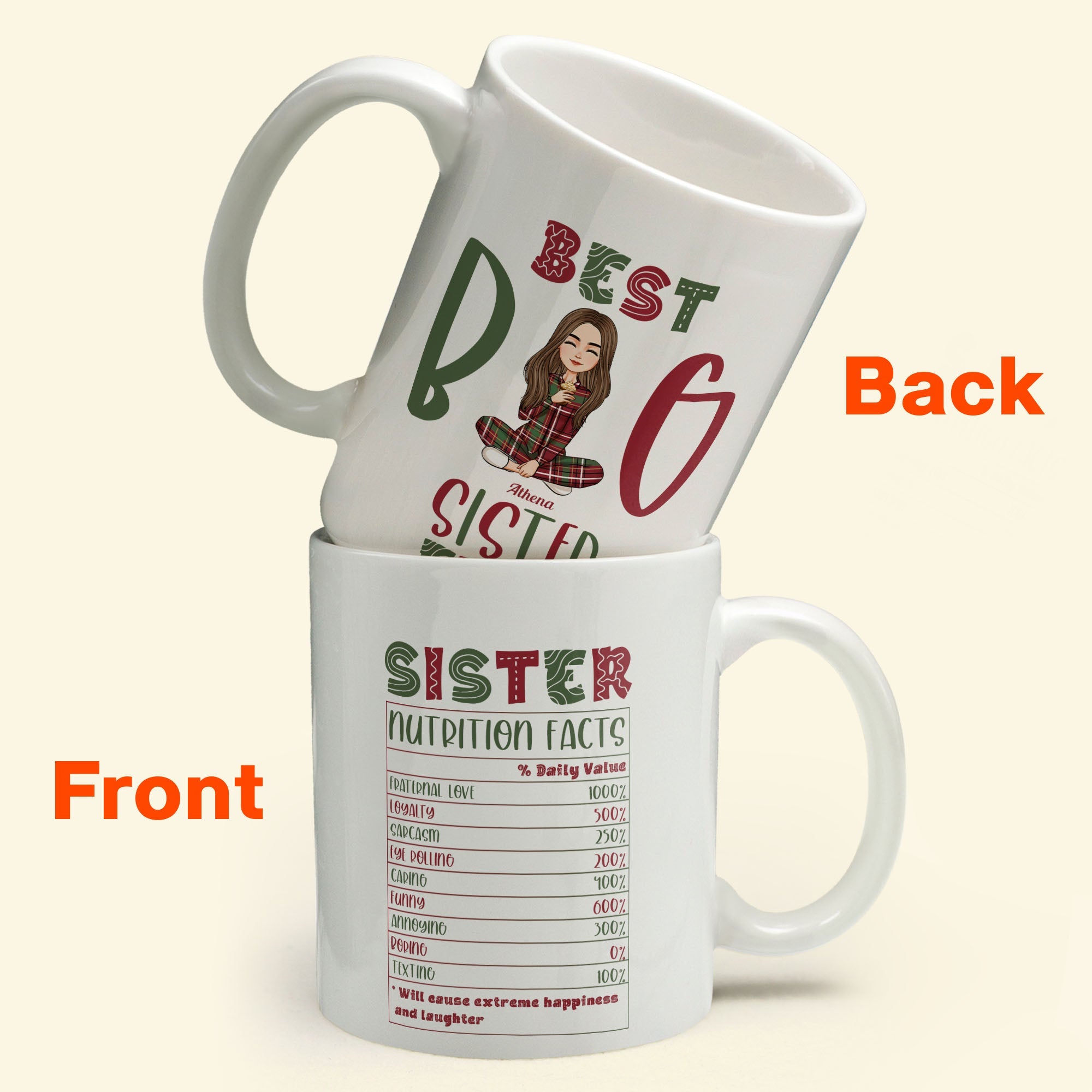 Sister Nutrition Facts - Personalized Mug - Christmas, Loving Gift For Sisters