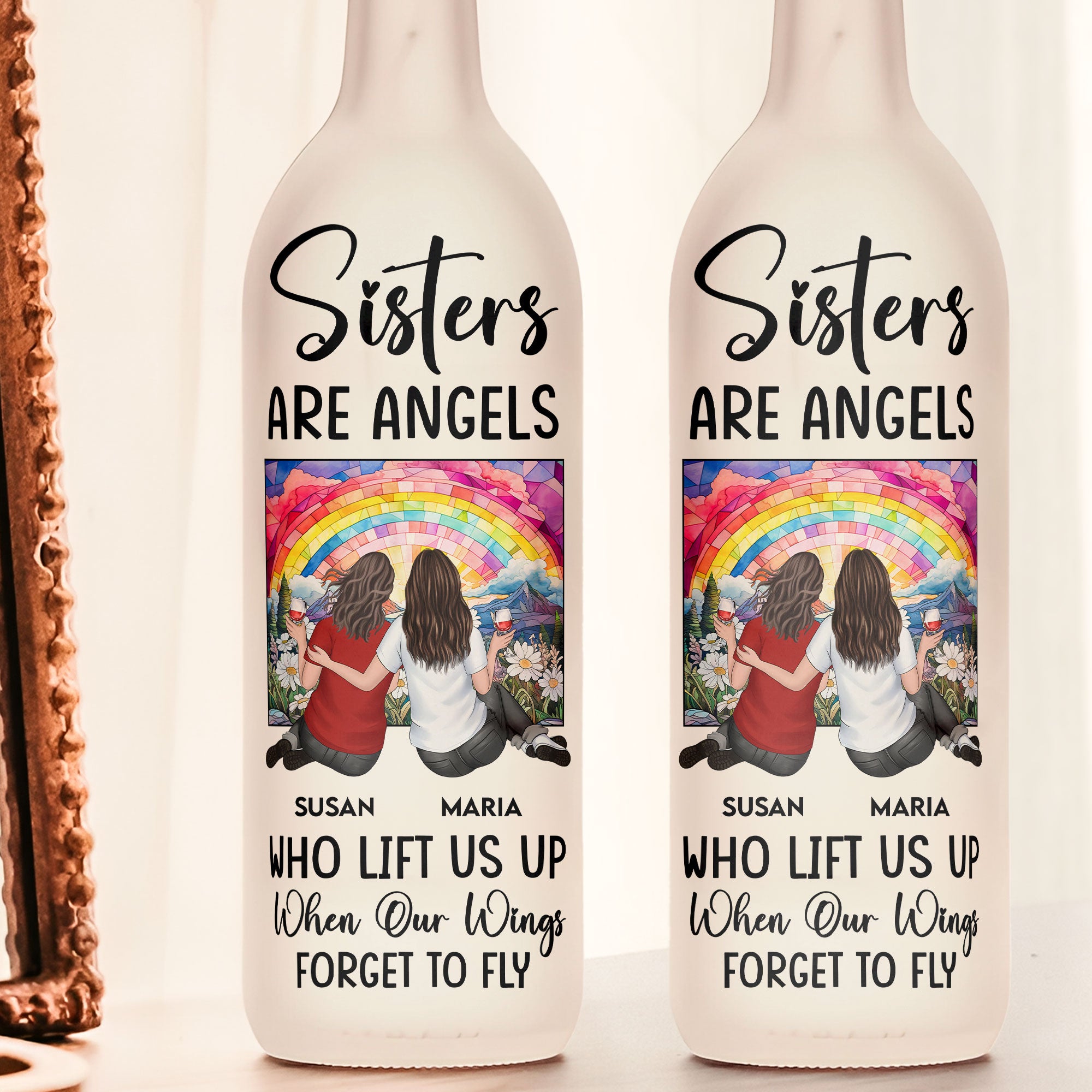 Sisters Are Angels - Personalized Bottle Lamp