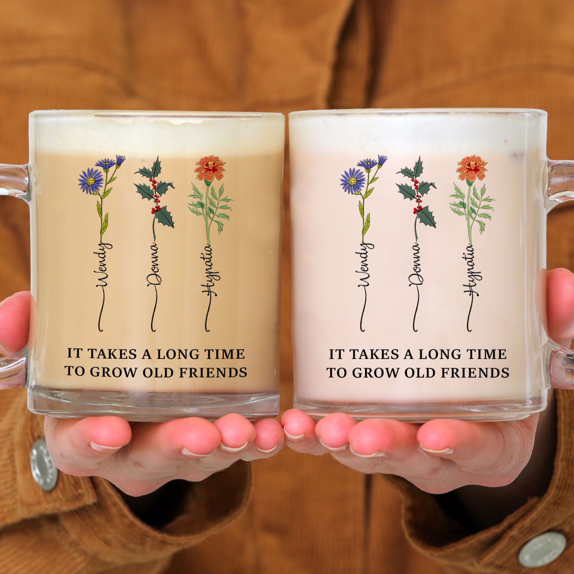 Sisters Are Different Flowers From The Same Garden - Personalized Glass Mug