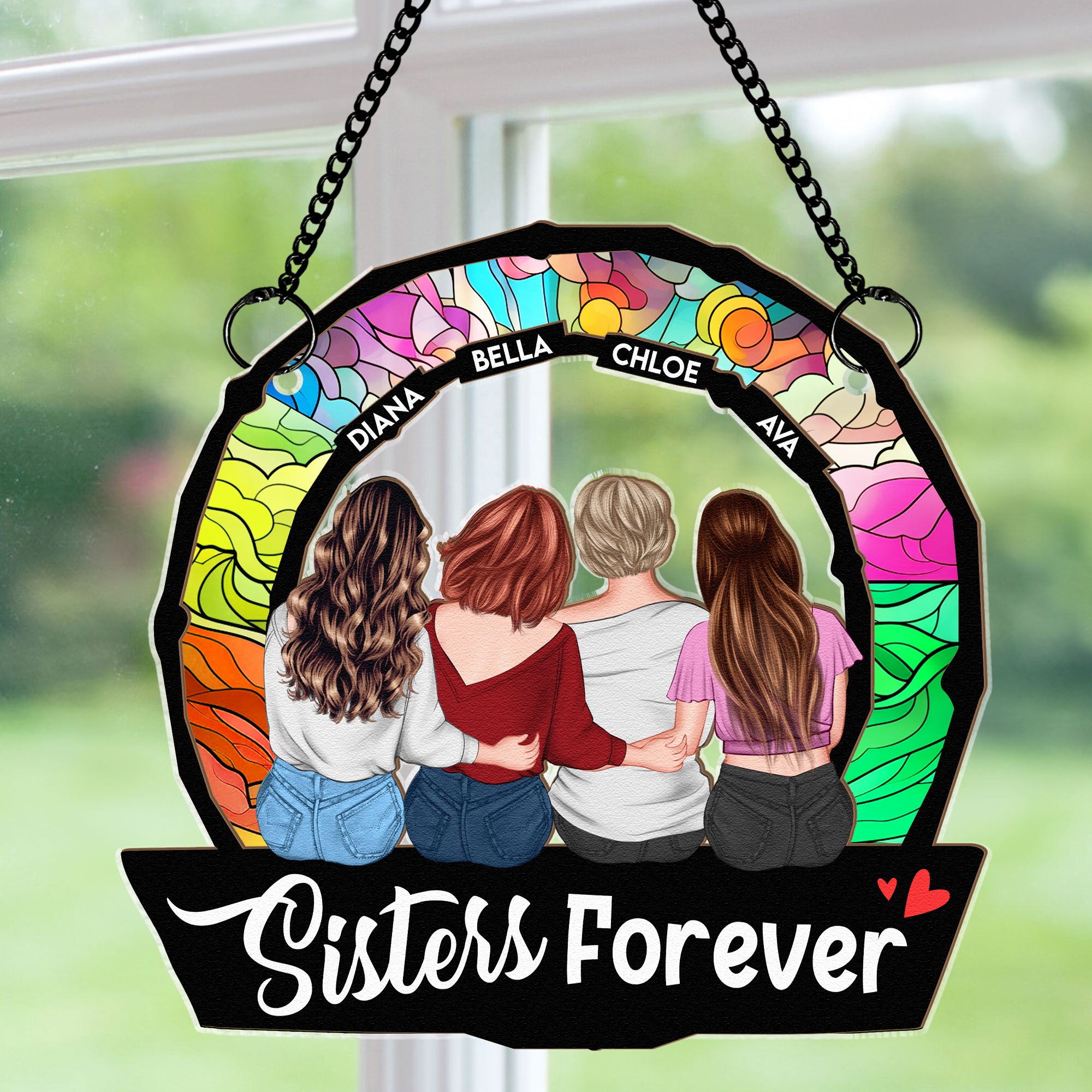 Sisters Are Forever - Personalized Window Hanging Suncatcher Ornament