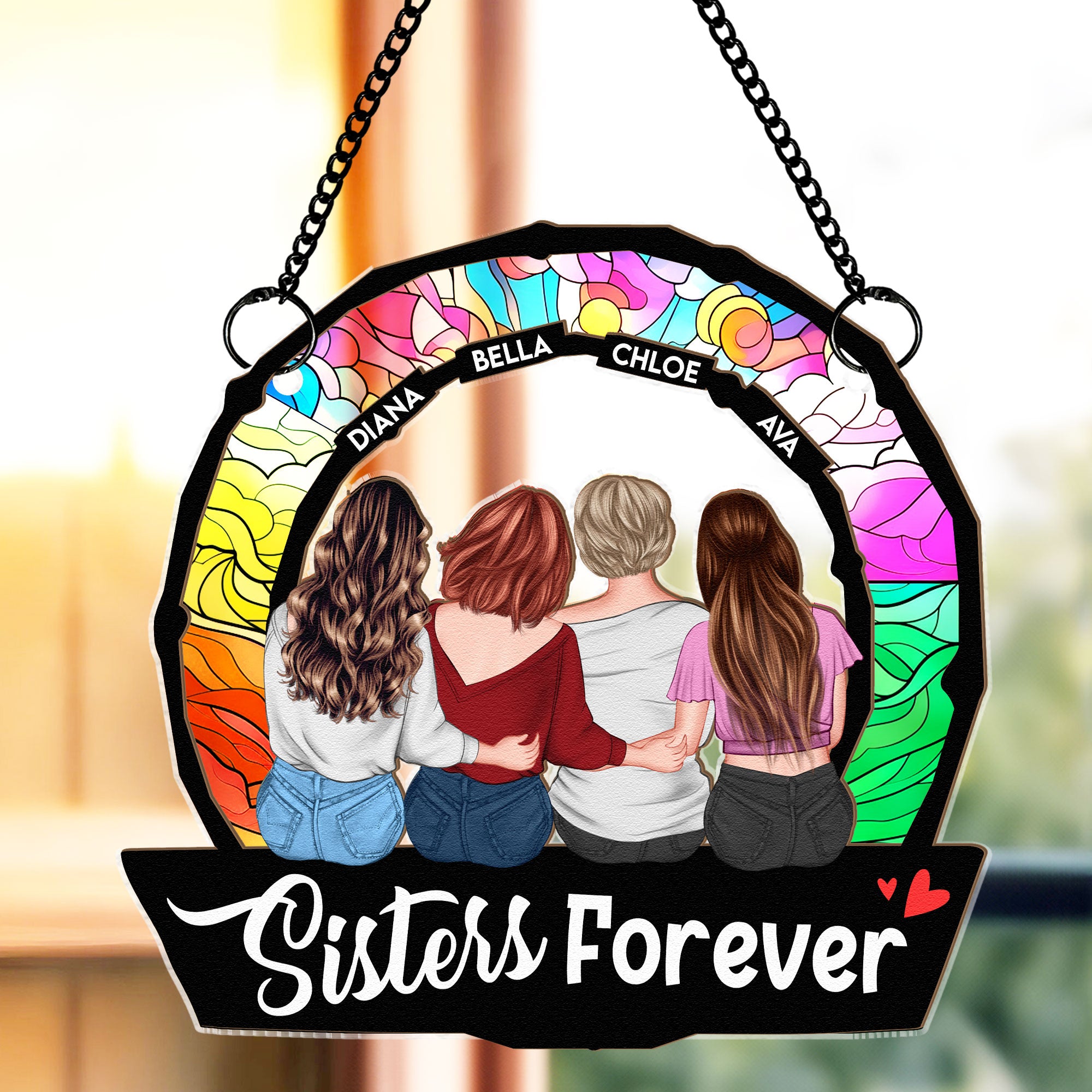 Sisters Are Forever - Personalized Window Hanging Suncatcher Ornament