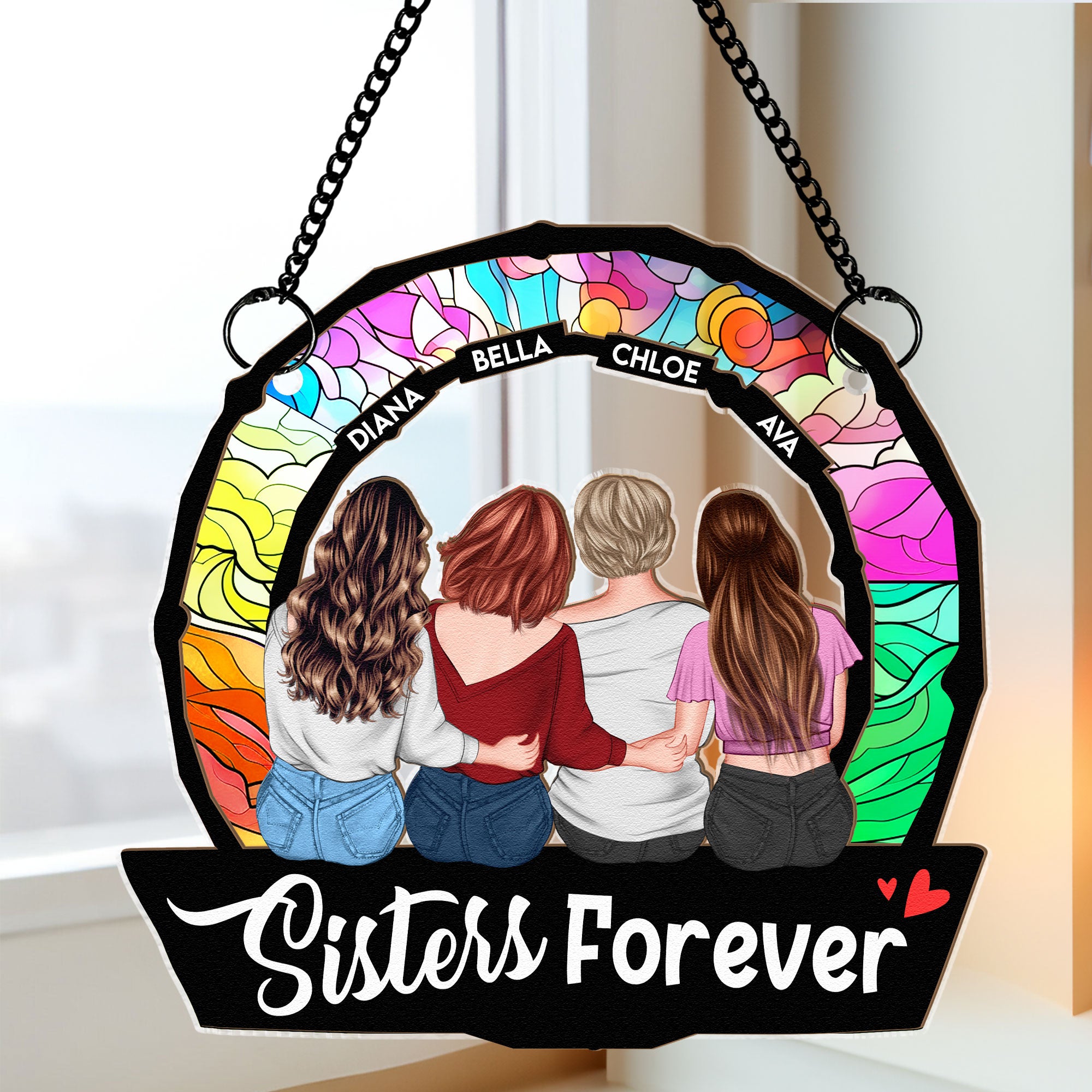 Sisters Are Forever - Personalized Window Hanging Suncatcher Ornament