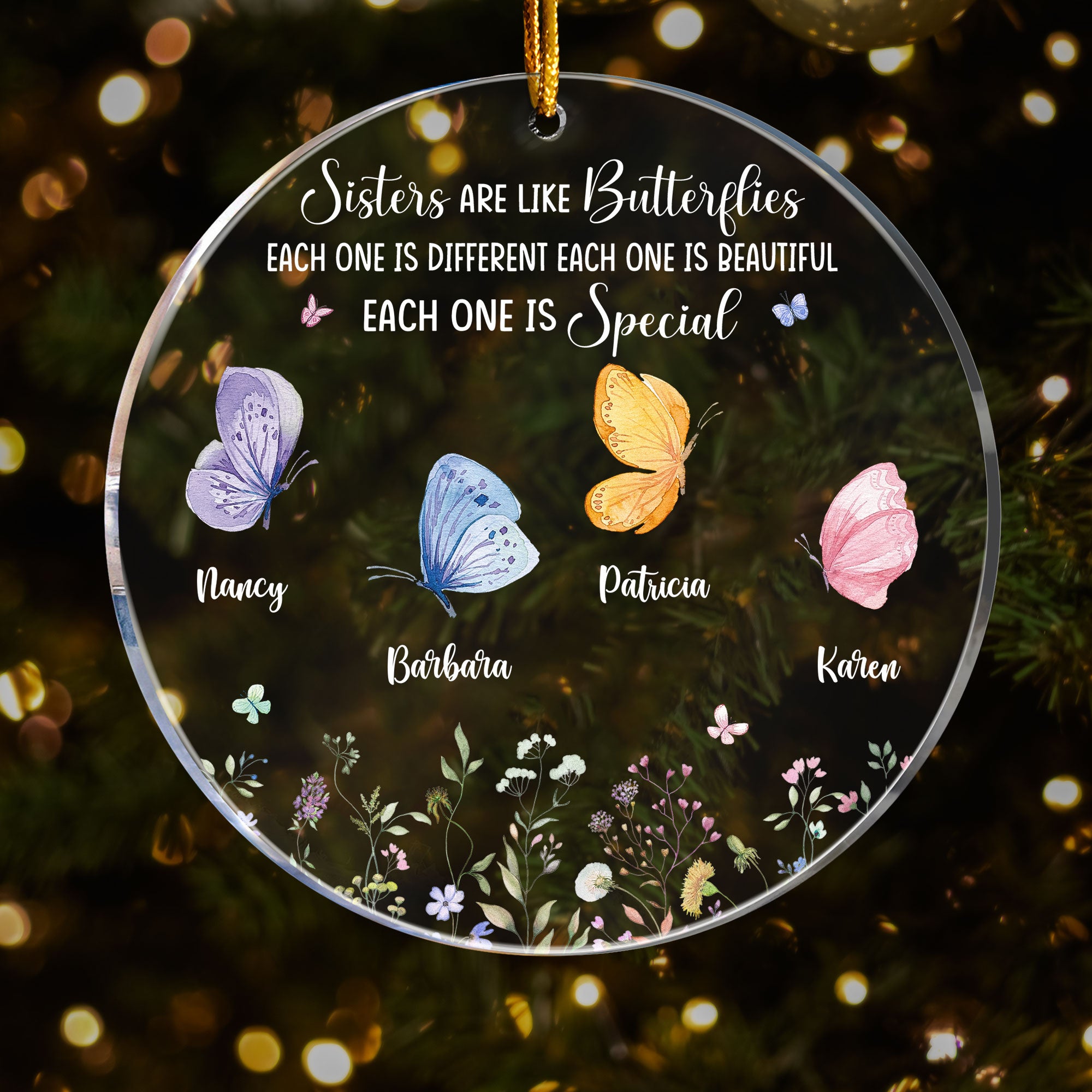 Sisters Are Like Butterflies In The Garden - Personalized Acrylic Ornament