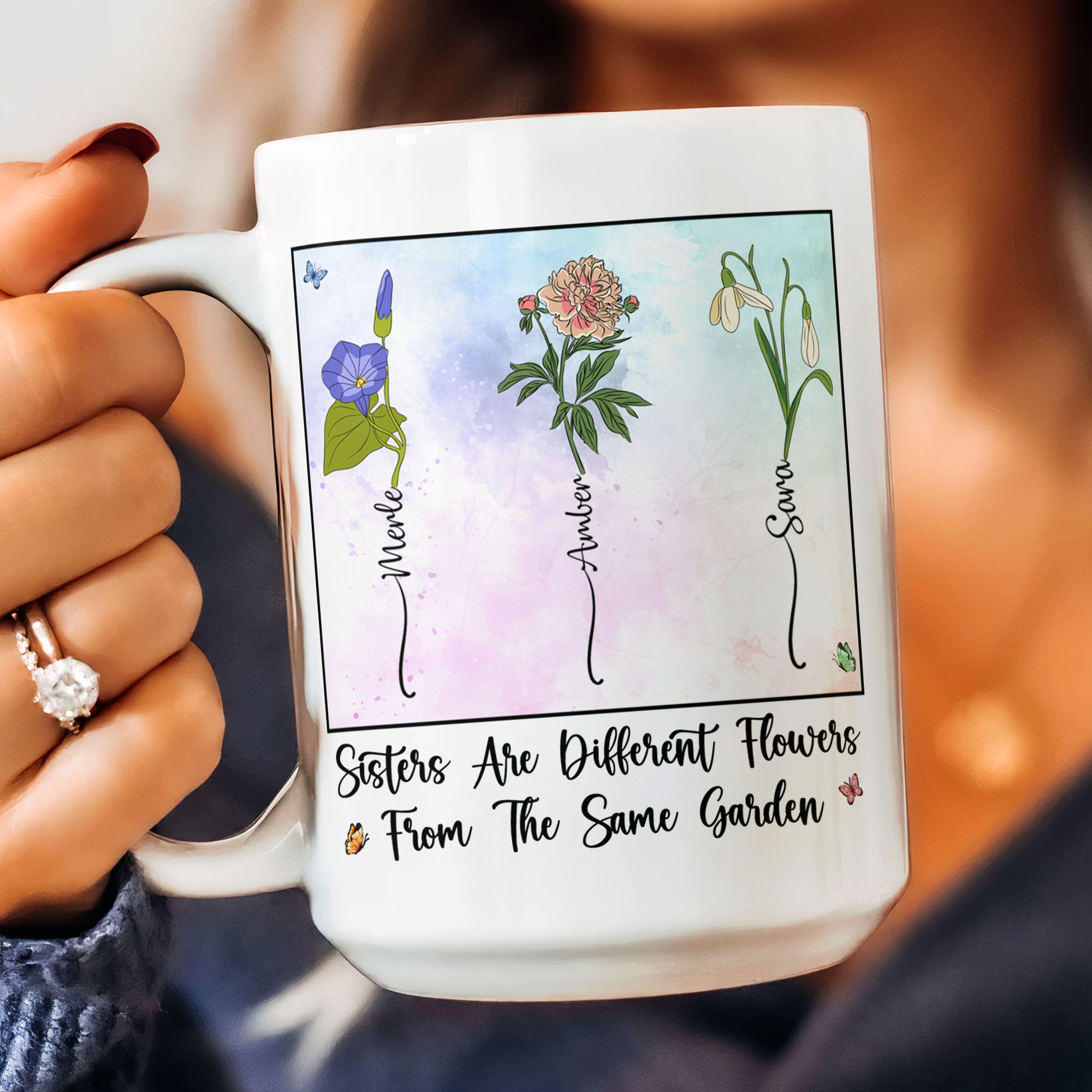 Sisters Different Flowers From The Same Garden - Personalized Mug