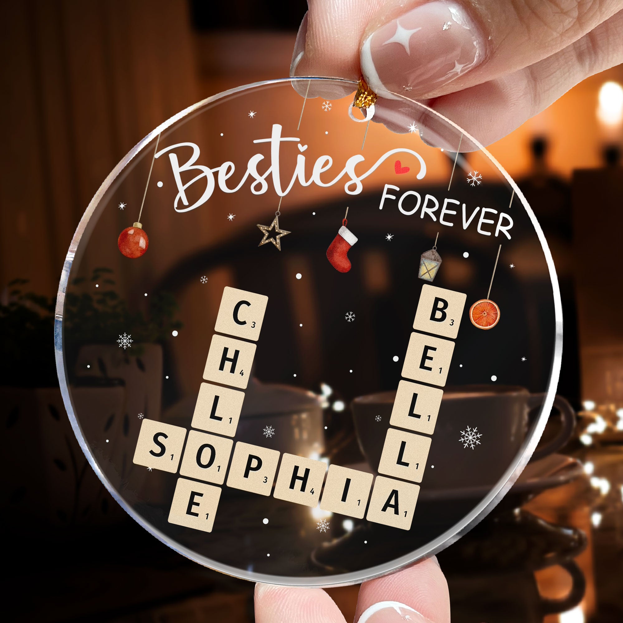 Sisters Forever Scrabble Custom Name - Personalized Acrylic Ornament