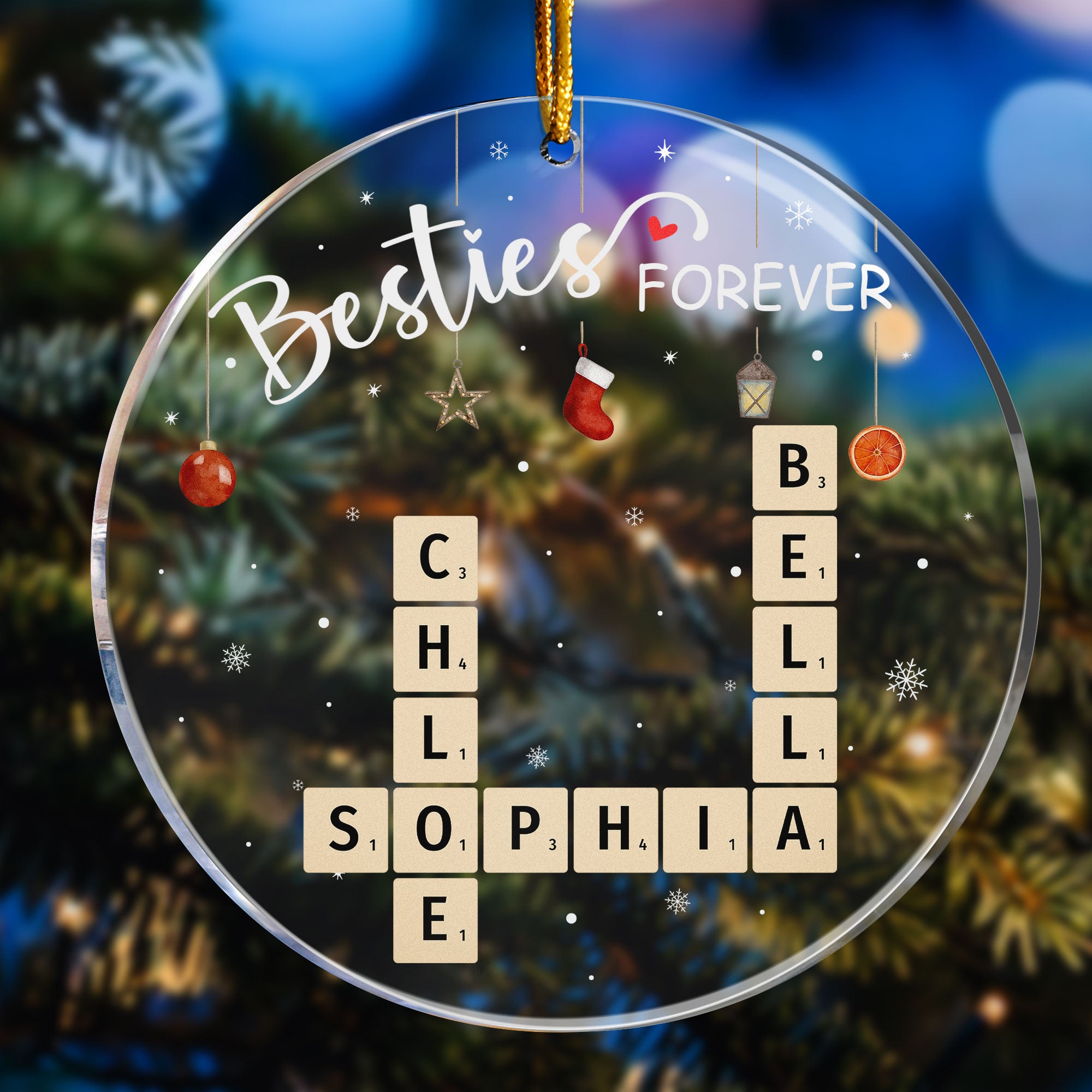 Sisters Forever Scrabble Custom Name - Personalized Acrylic Ornament