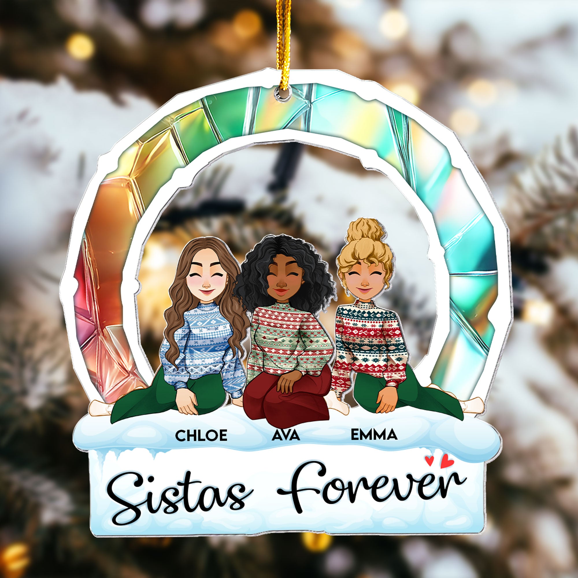 Sisters' Love Is Forever - Personalized Acrylic Ornament