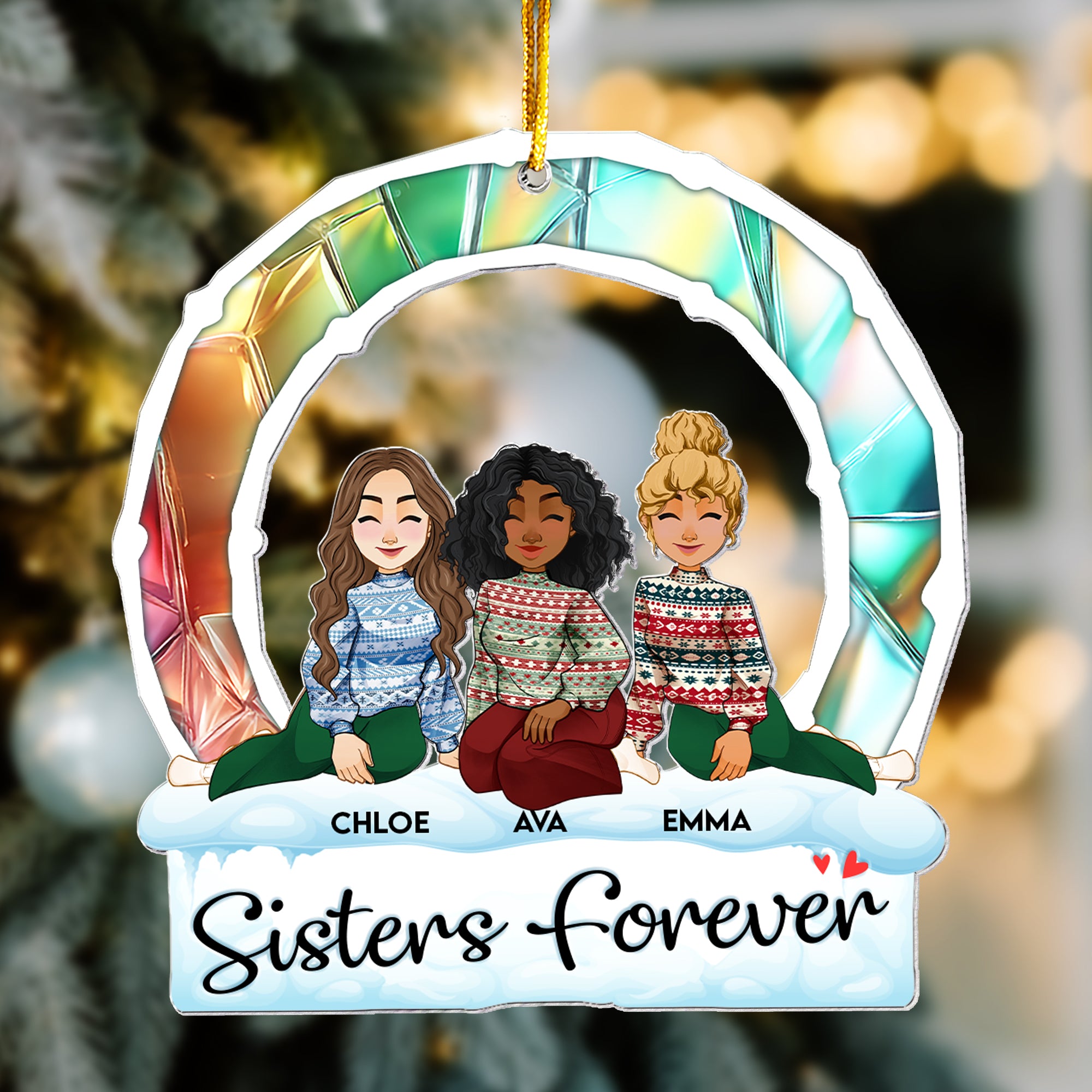 Sisters' Love Is Forever - Personalized Acrylic Ornament