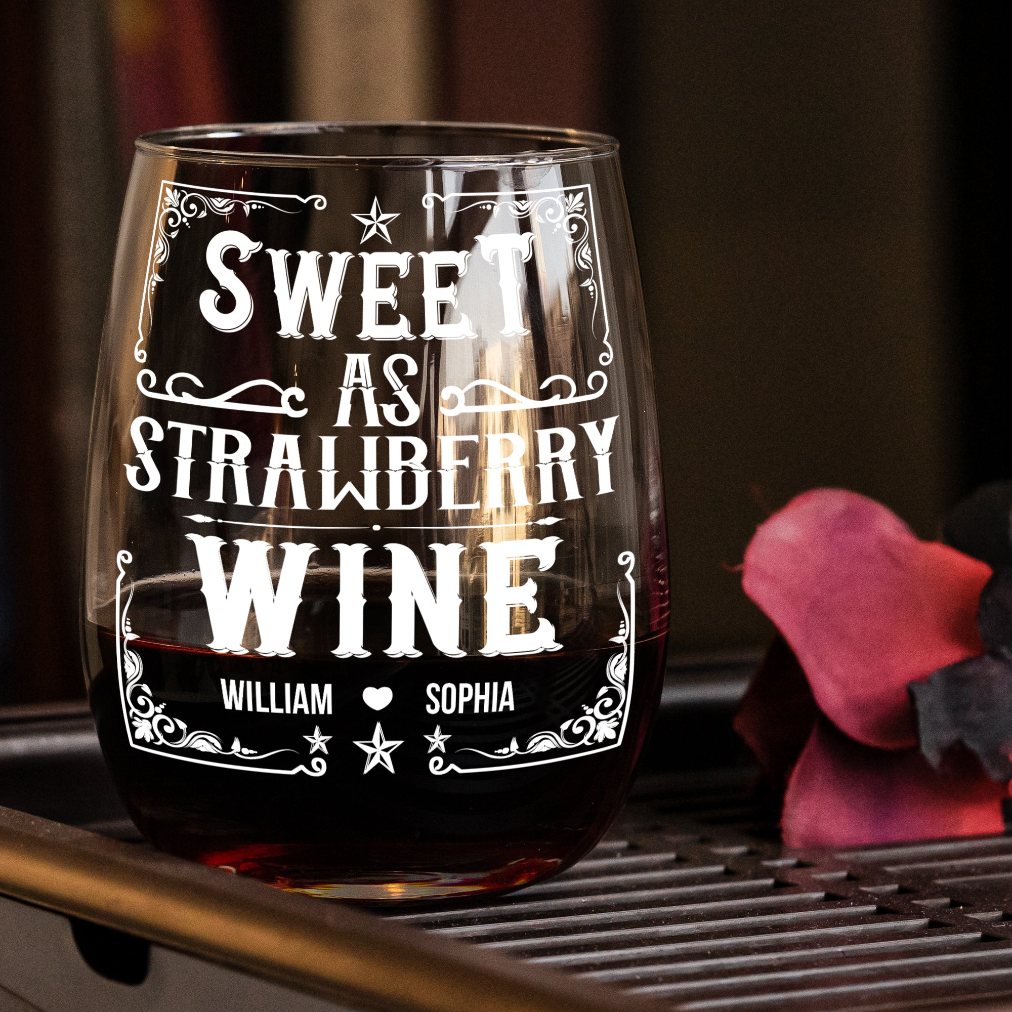 Smooth As Tennessee Whiskey Sweet As Strawberry Wine - Personalized Whiskey Glass And Wine Glass Set